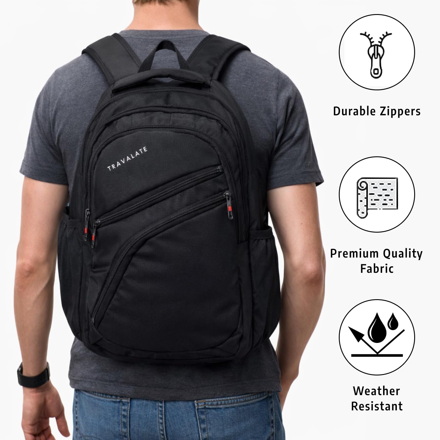 Laptop Backpack with Rain Cover | Black