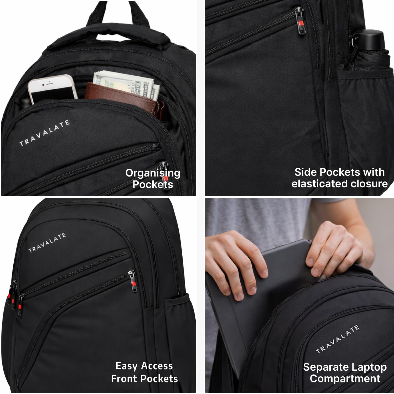 Laptop Backpack with Rain Cover | Black