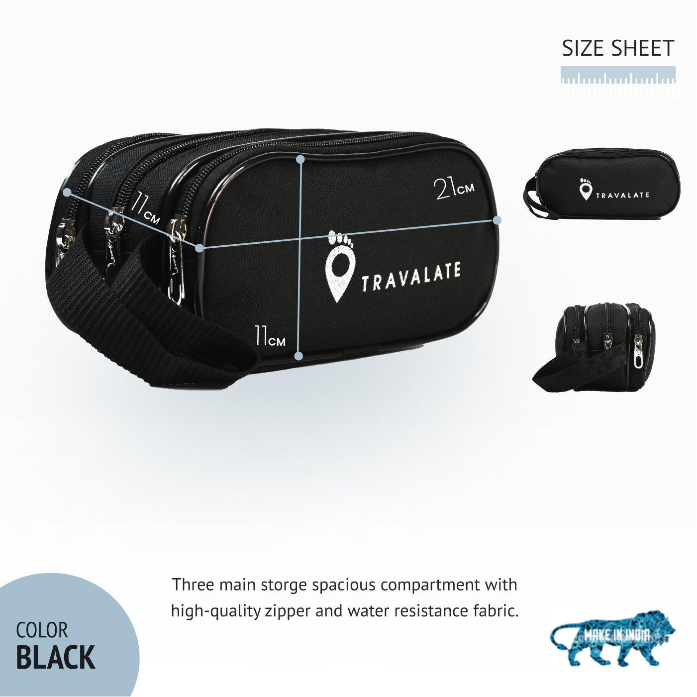 TripVault Toiletry Kit Bag | Black