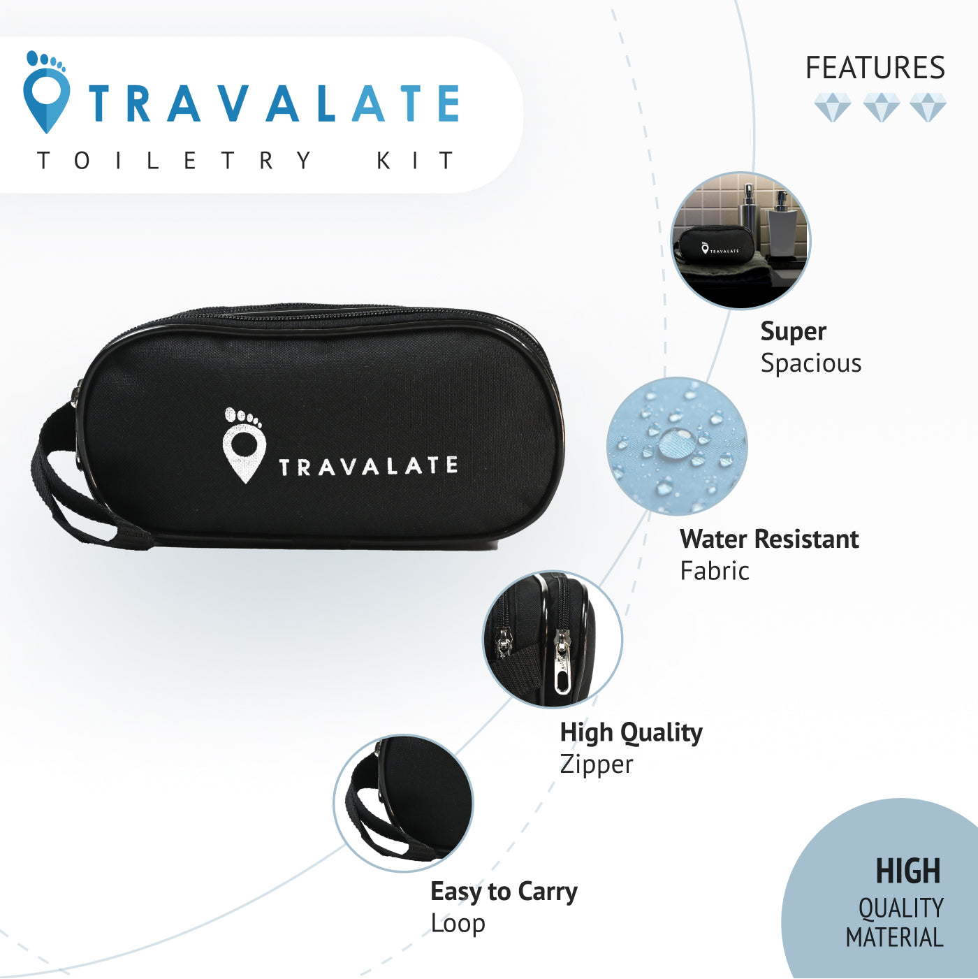 TripVault Toiletry Kit Bag | Black