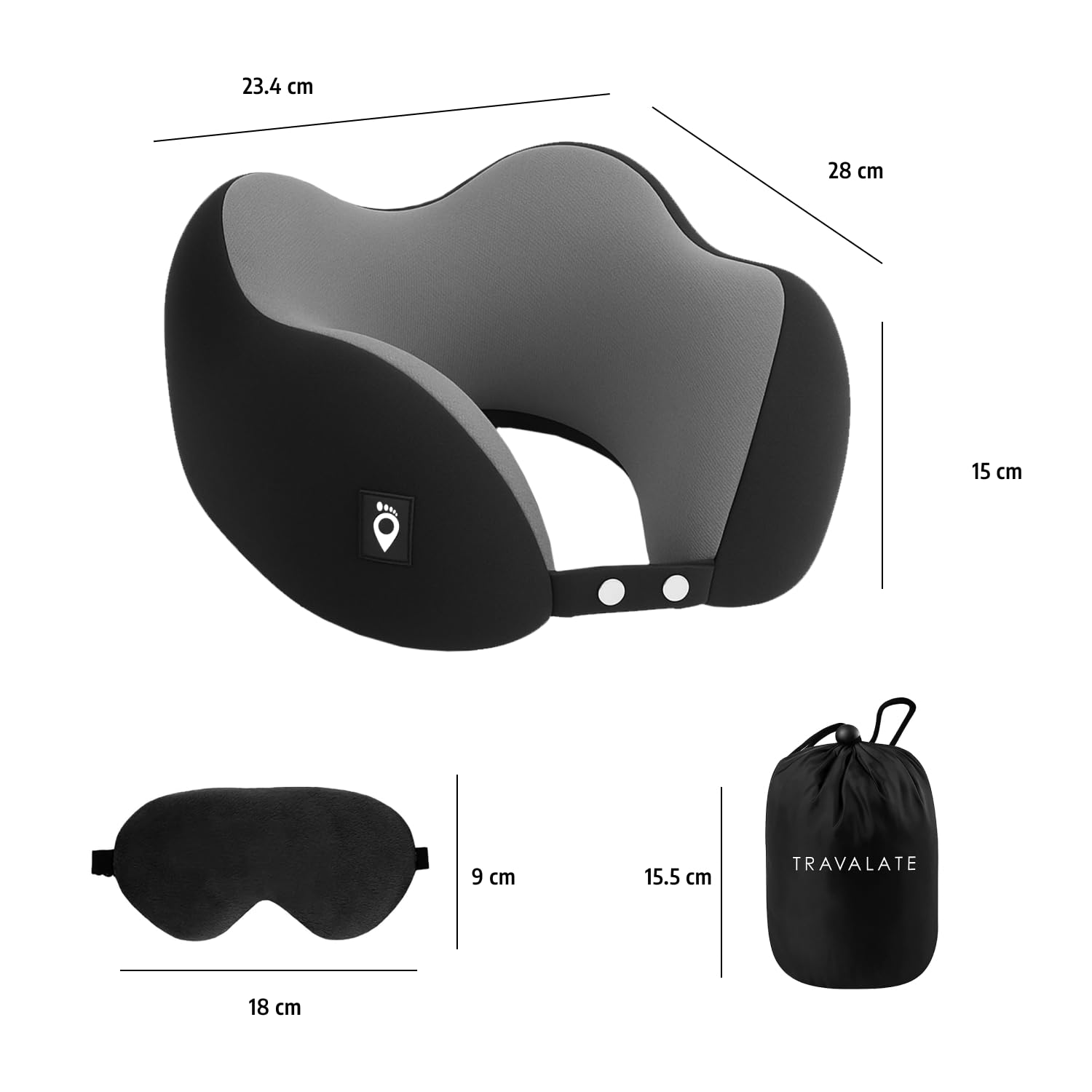 Square Neck Pillow and Eye Mask Combo