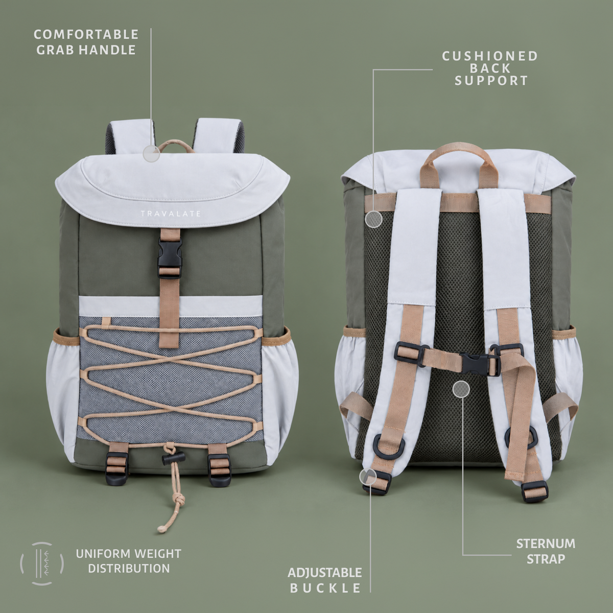 TRAVALATE Flux Z Backpack - Olive