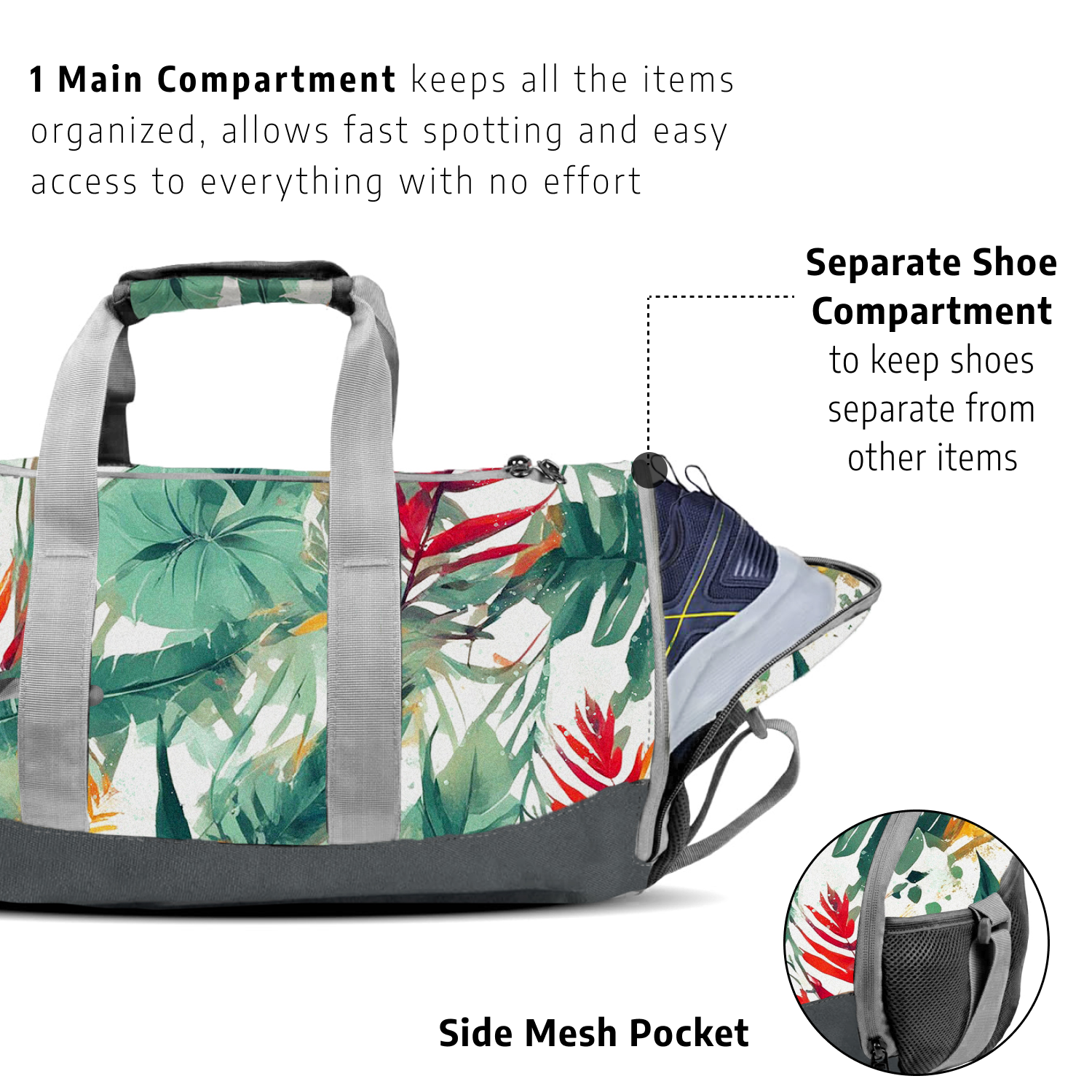 Floral Gym Bag | White Green