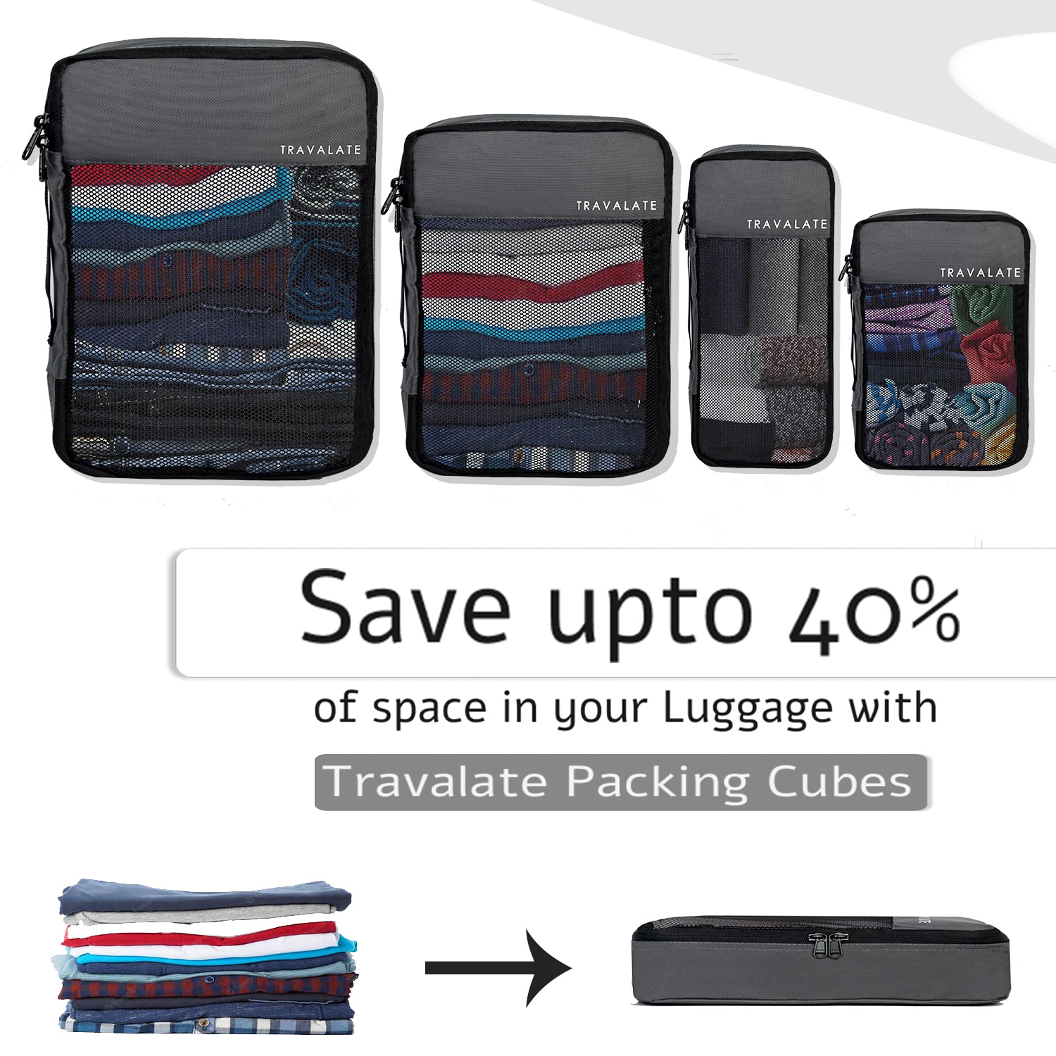 Packing Cubes | Set of 8 Grey