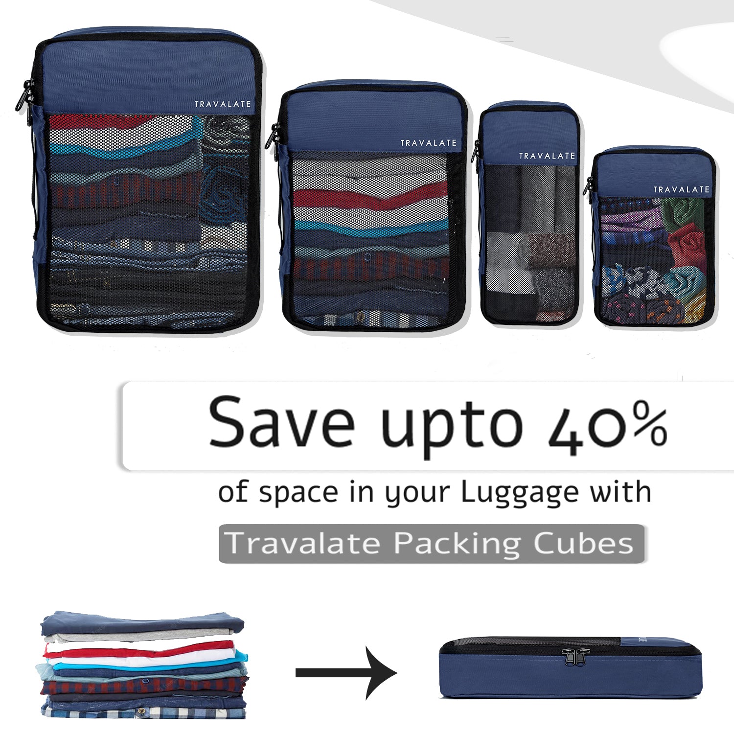 Packing Cubes | Set of 8 Navy Blue