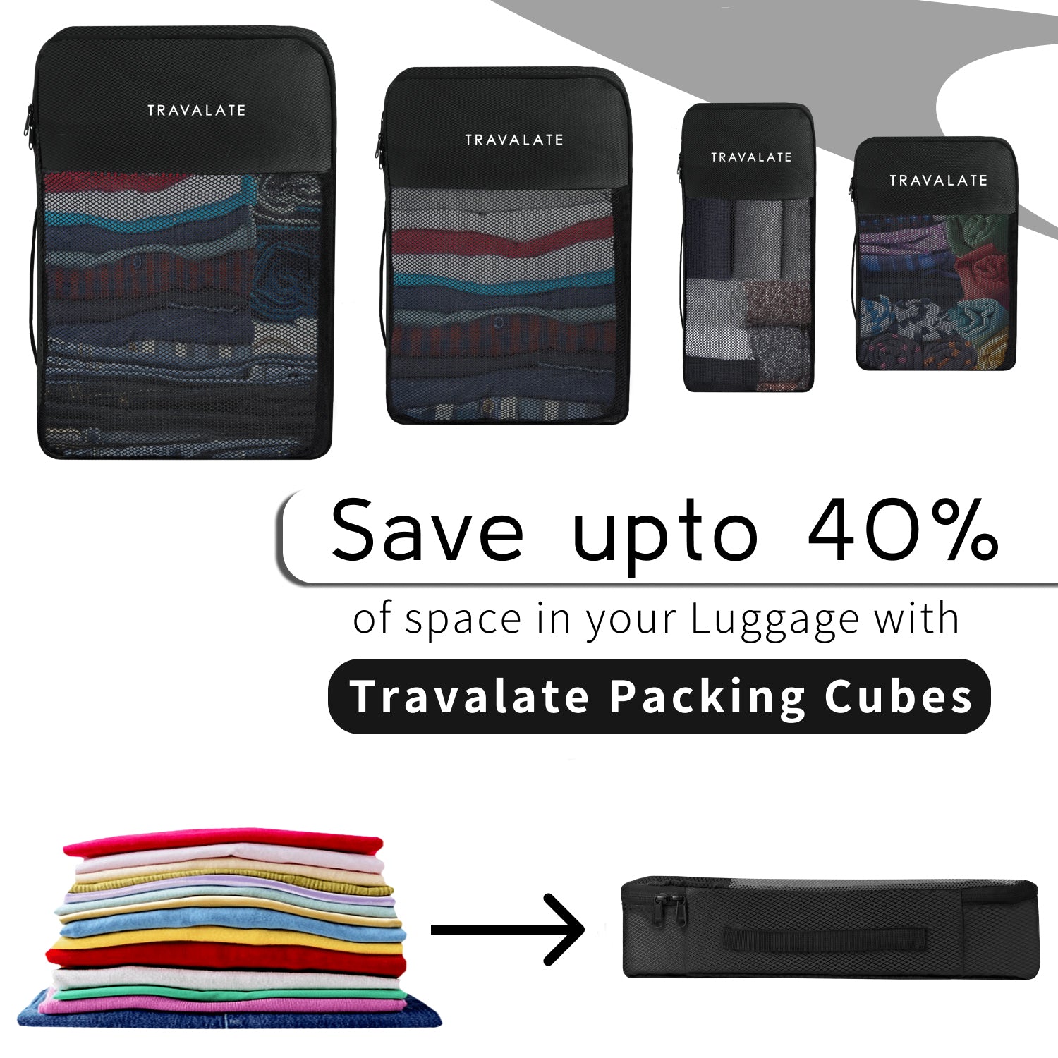 Packing Cubes | Set of 8 Black