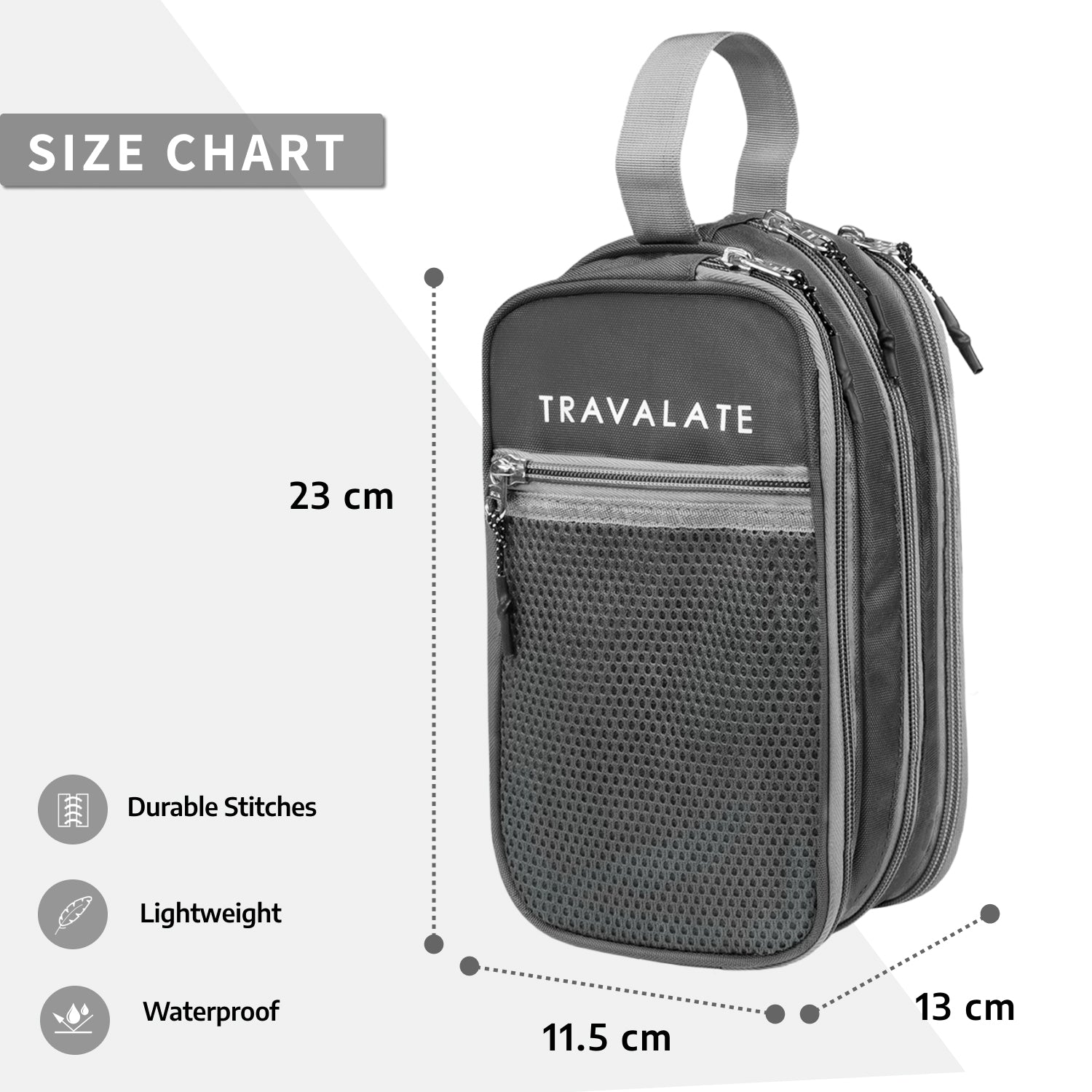 Multi-Pocket Travel Toiletry Bag | Grey