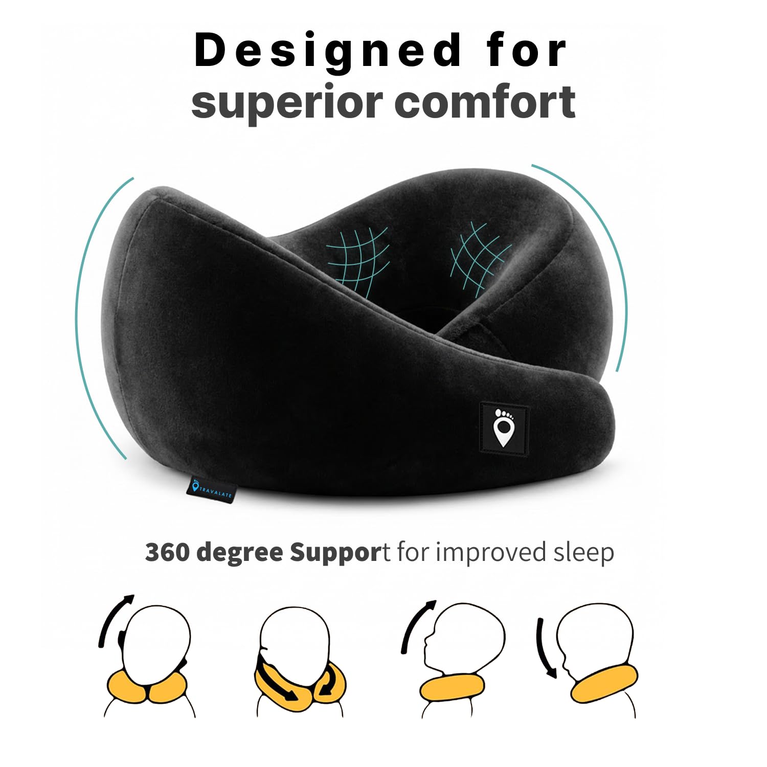 TRAVALATE Round Shape Neck Pillow and Eye Mask Combo