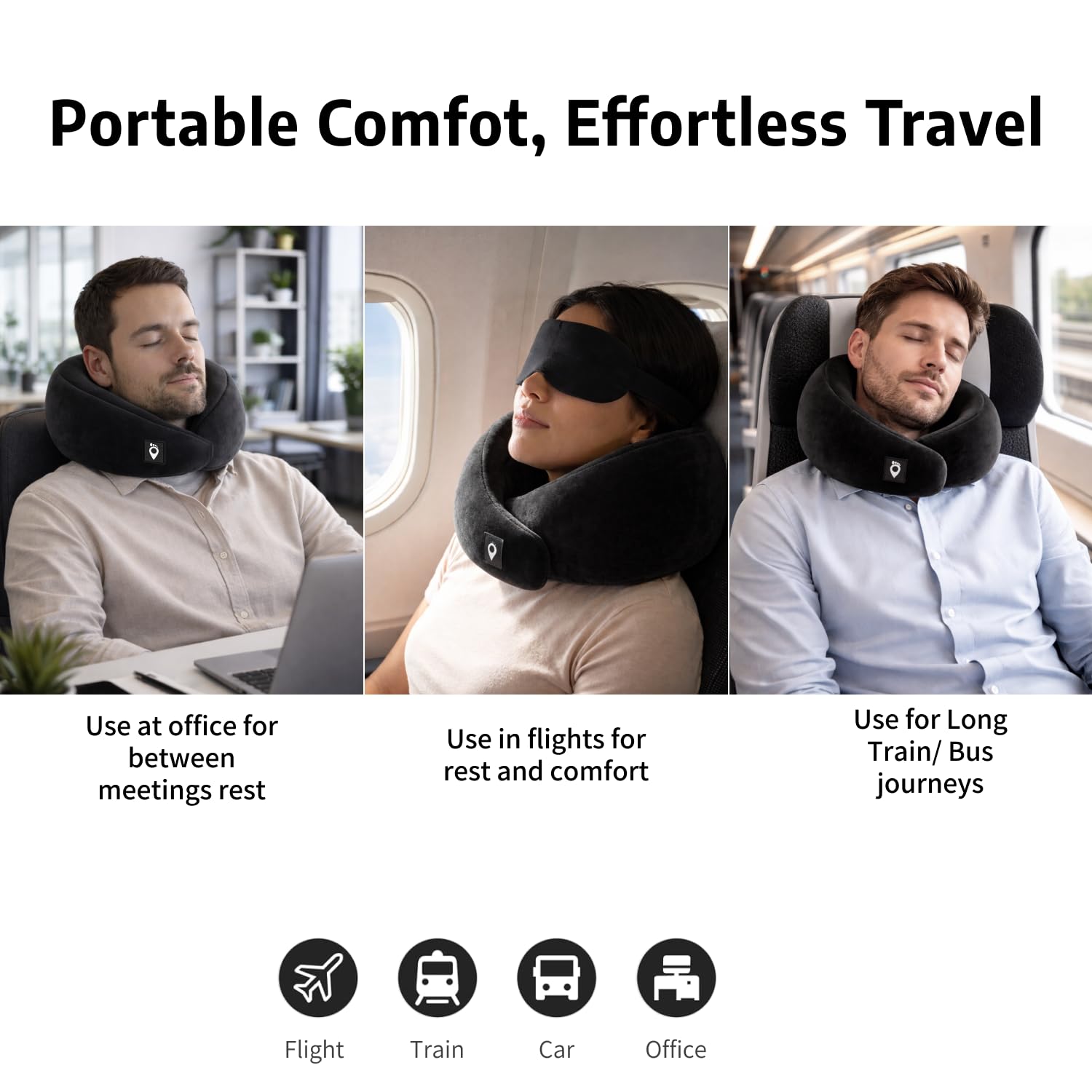 TRAVALATE Round Shape Neck Pillow and Eye Mask Combo
