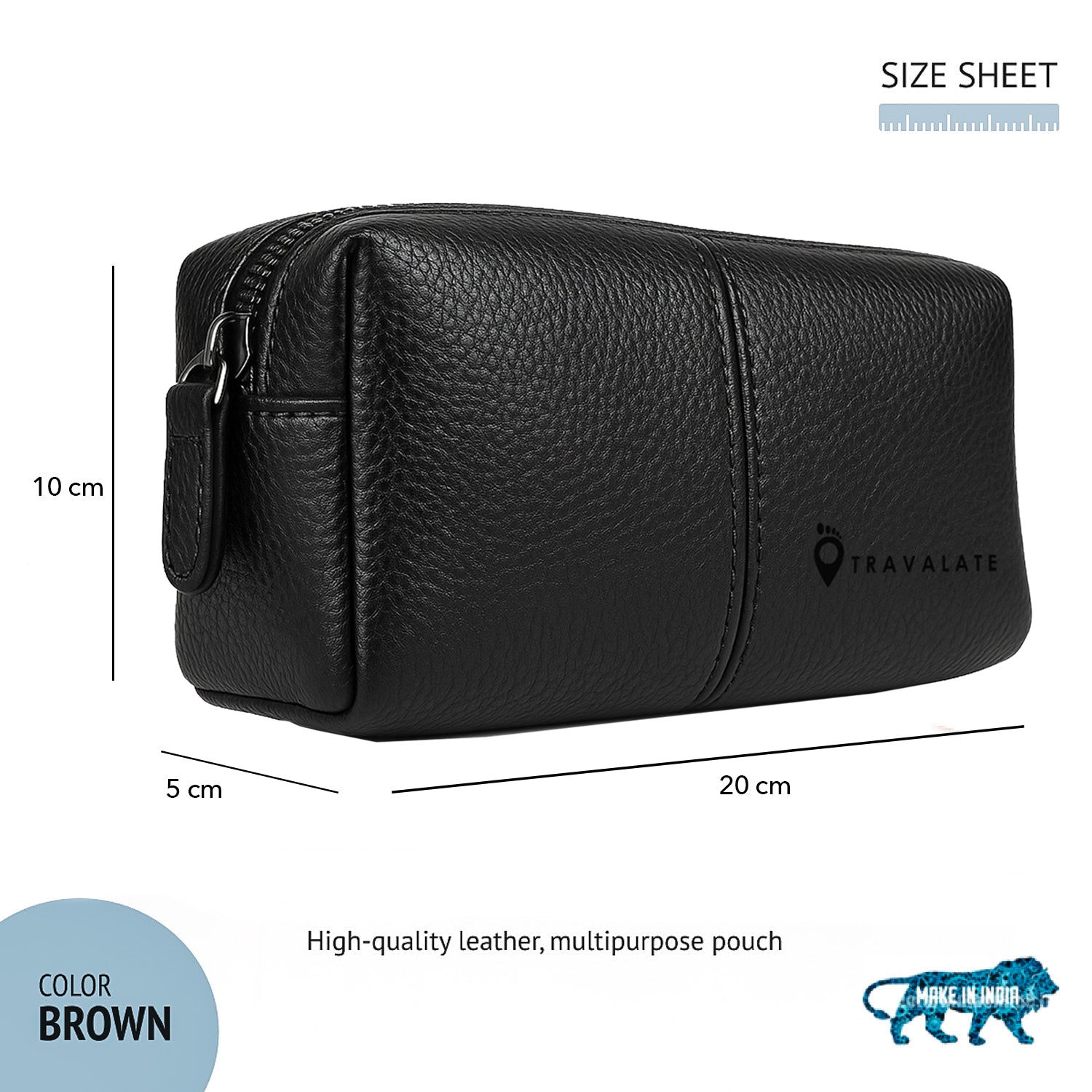 Genuine Leather Dopp Kit | Black