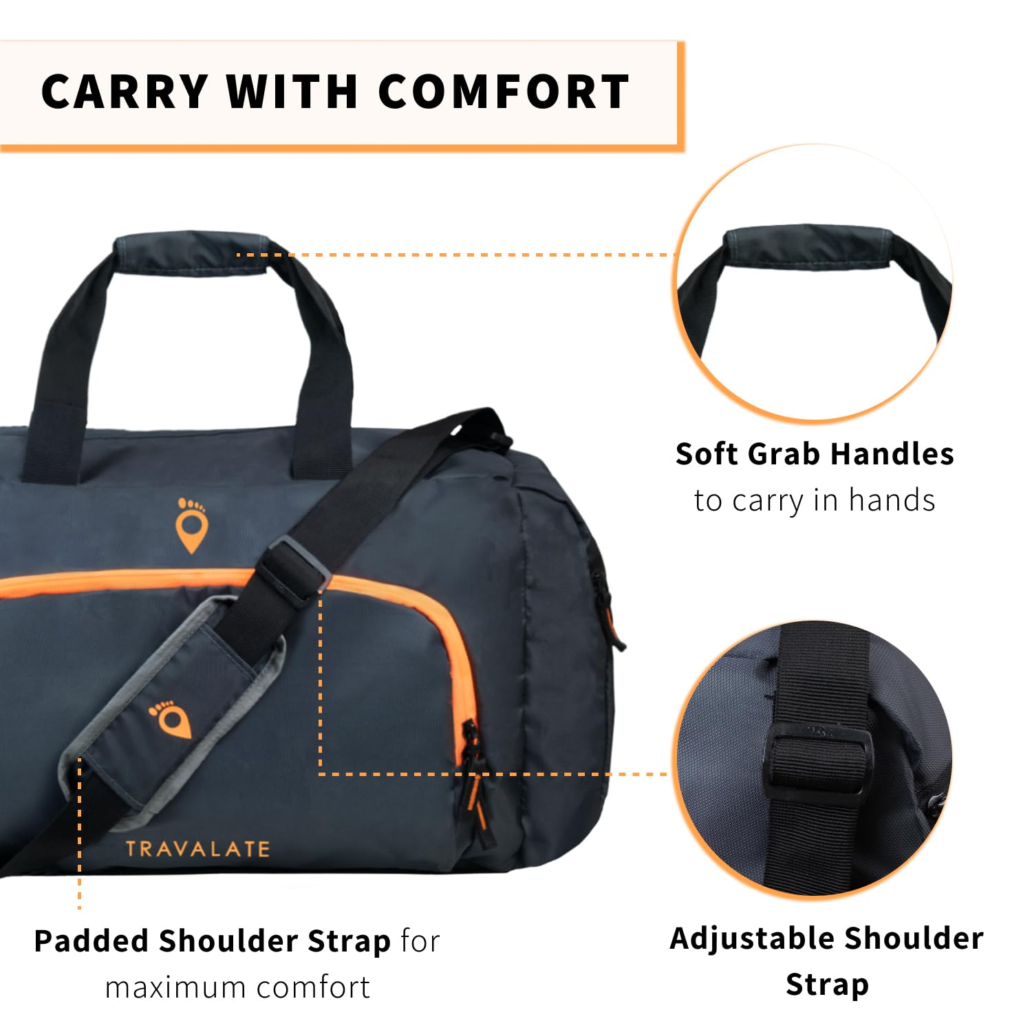 Multi Pocket Travel Duffle | Grey