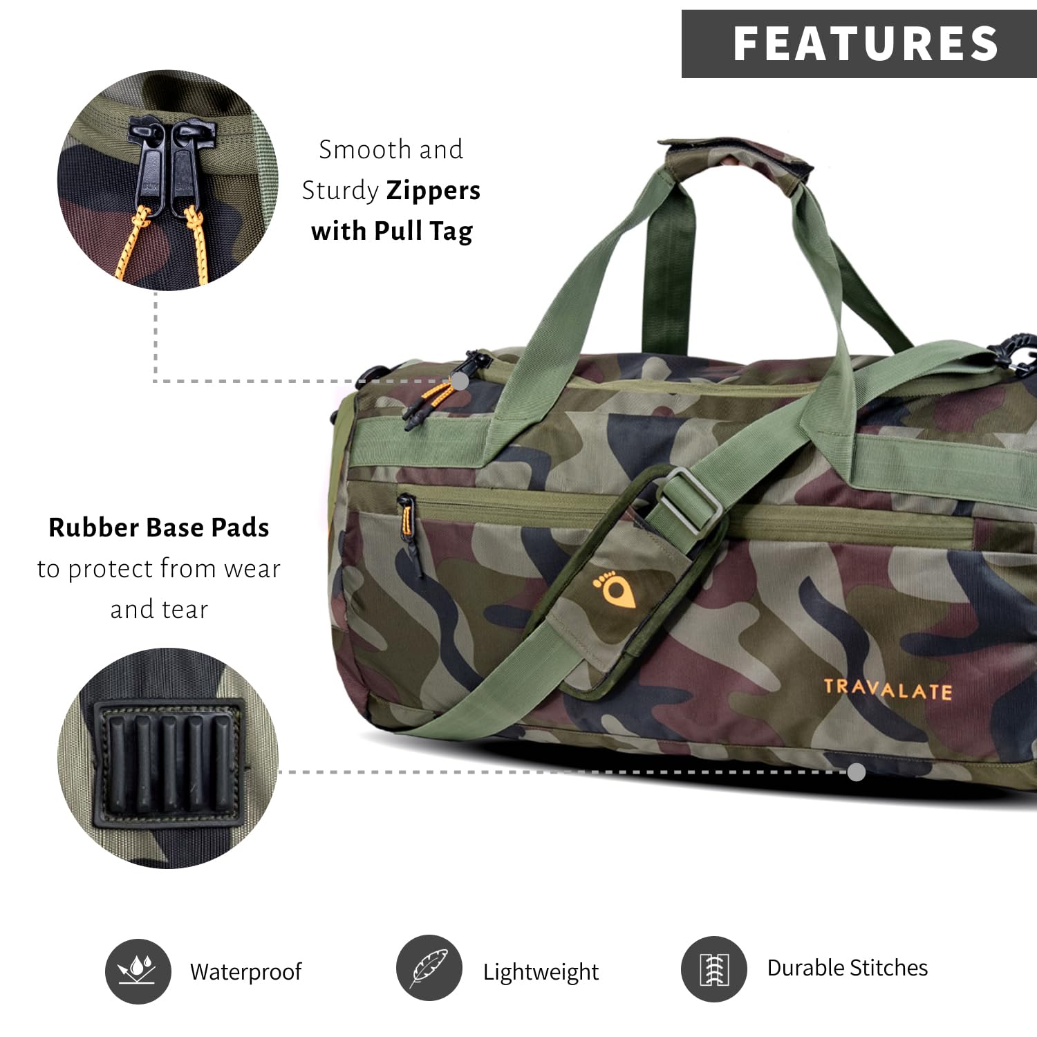 Multi Pocket Luggage Bag | Military Green
