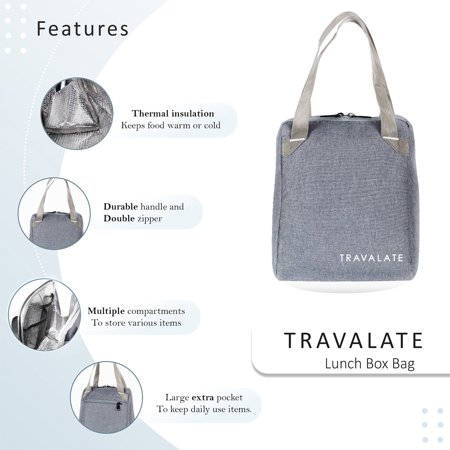 Thermally Insulated Lunch Bag | Grey