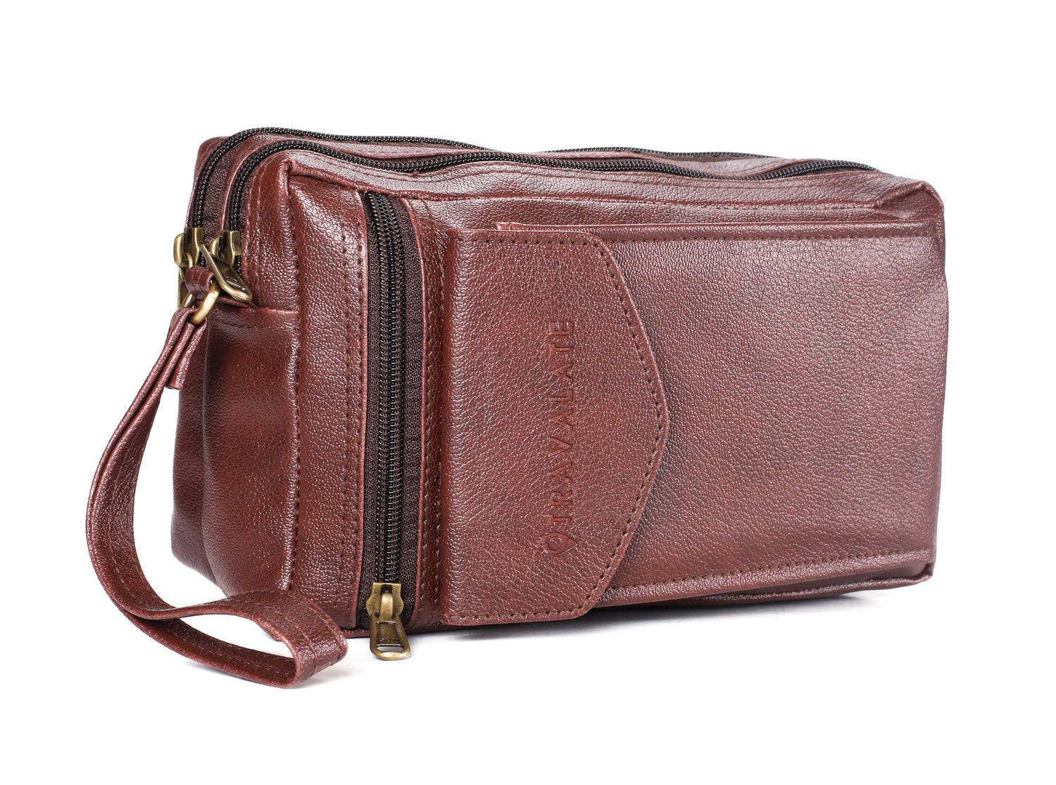 Multipurpose Men Handcuffs Leather Cash Bag | Brown