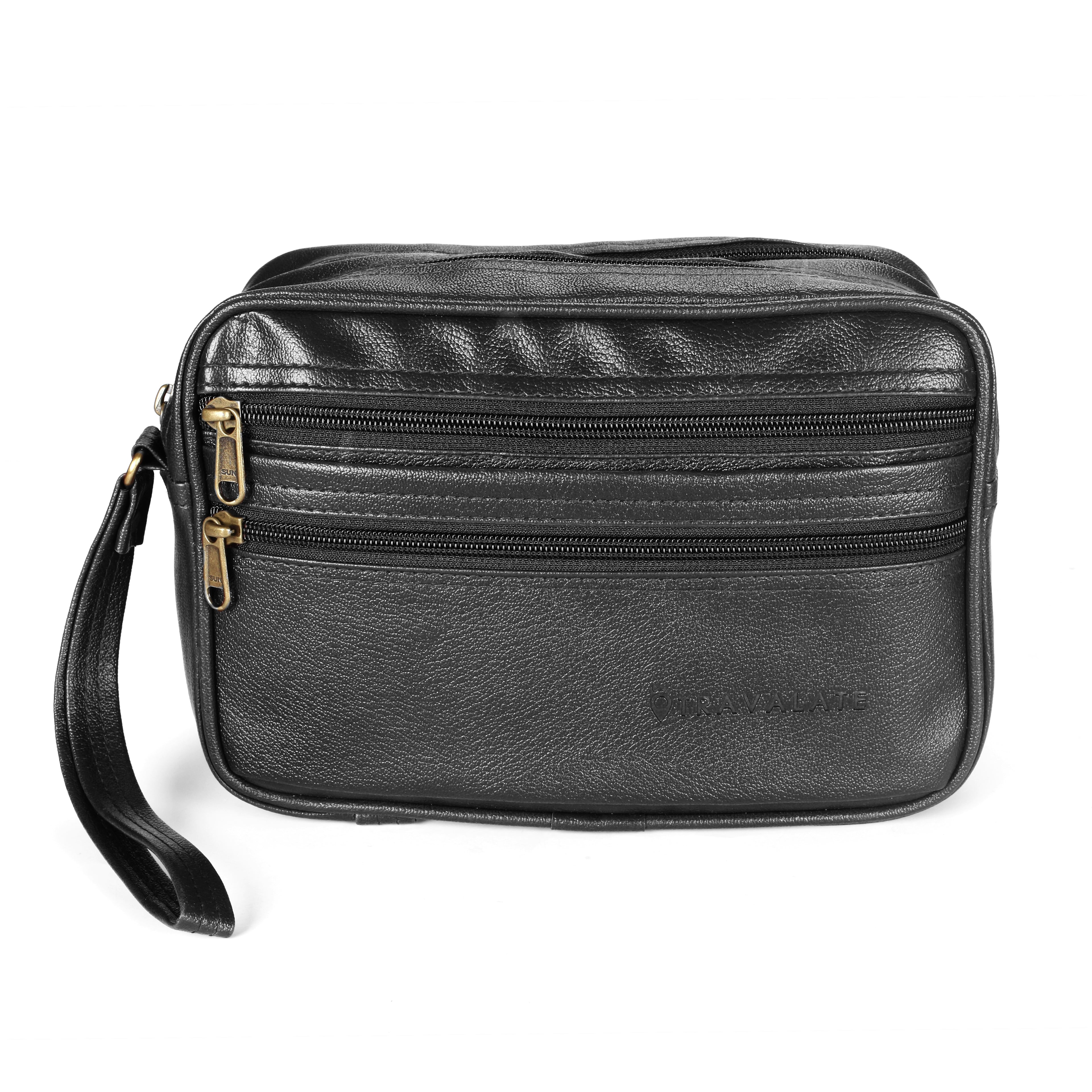 Multipurpose Leather Bag (Single Front Zip) | Black