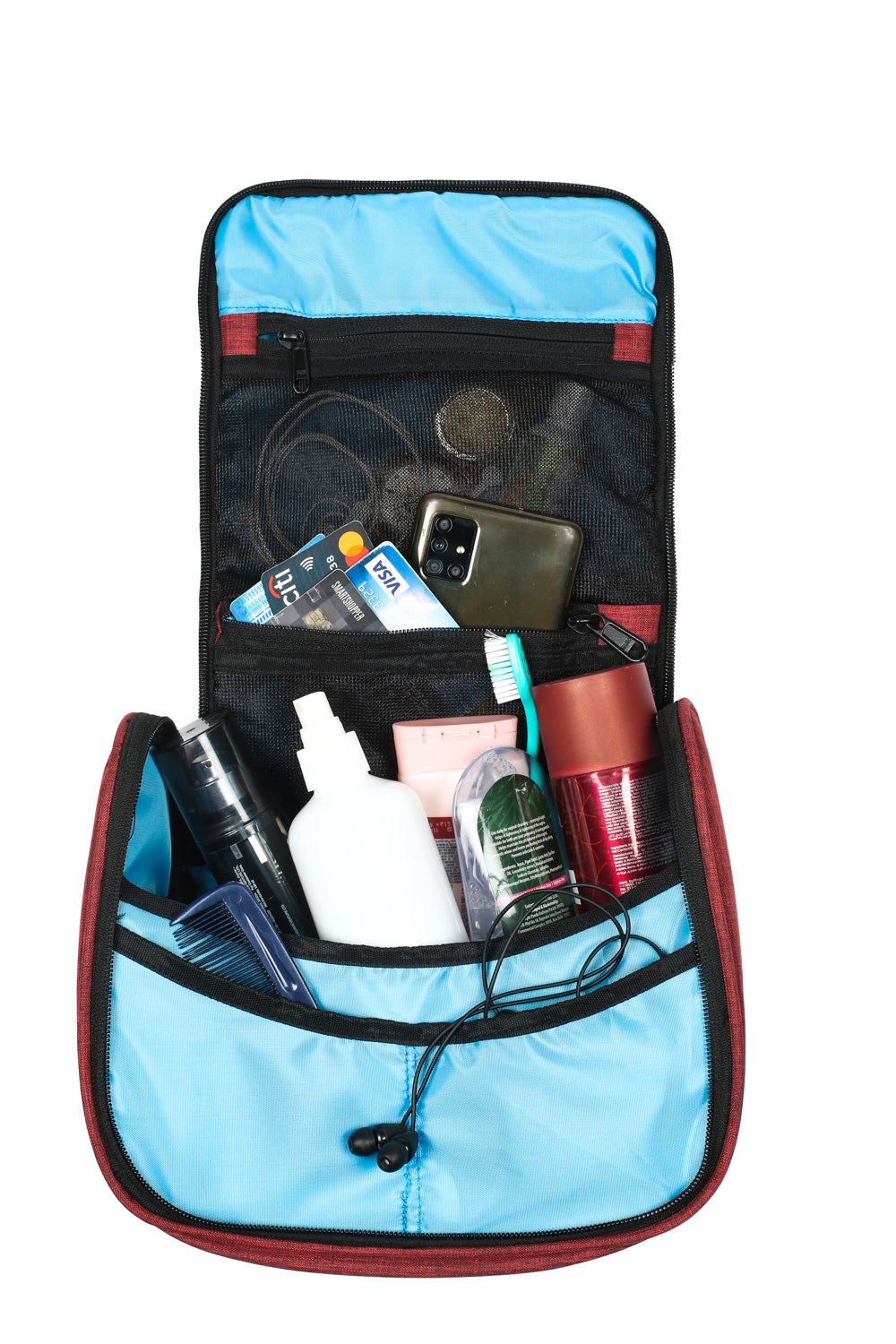 Trendy Multi Pocket Toiletry Bag | Red