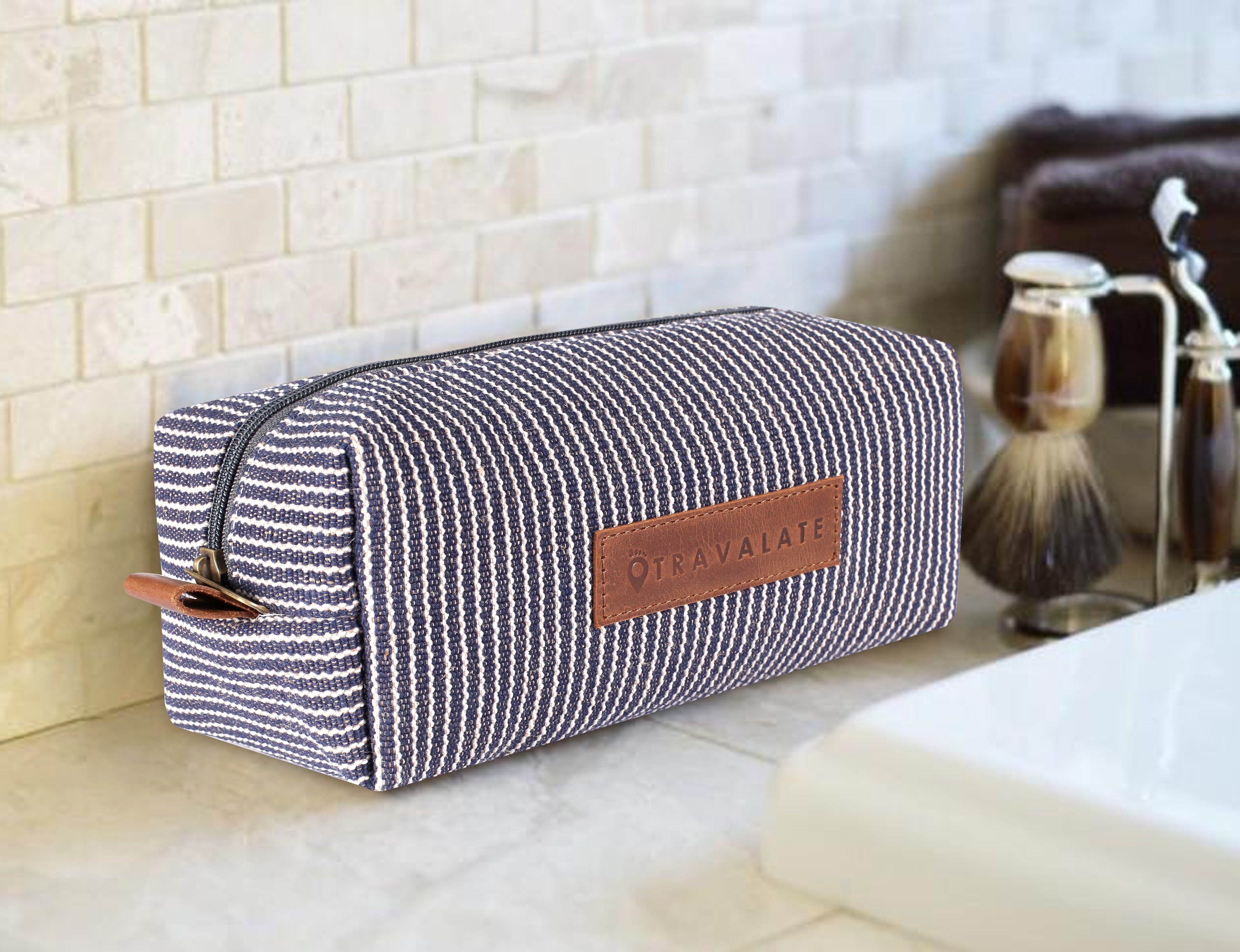 Handcrafted Travel Dopp Kit | Navy Blue