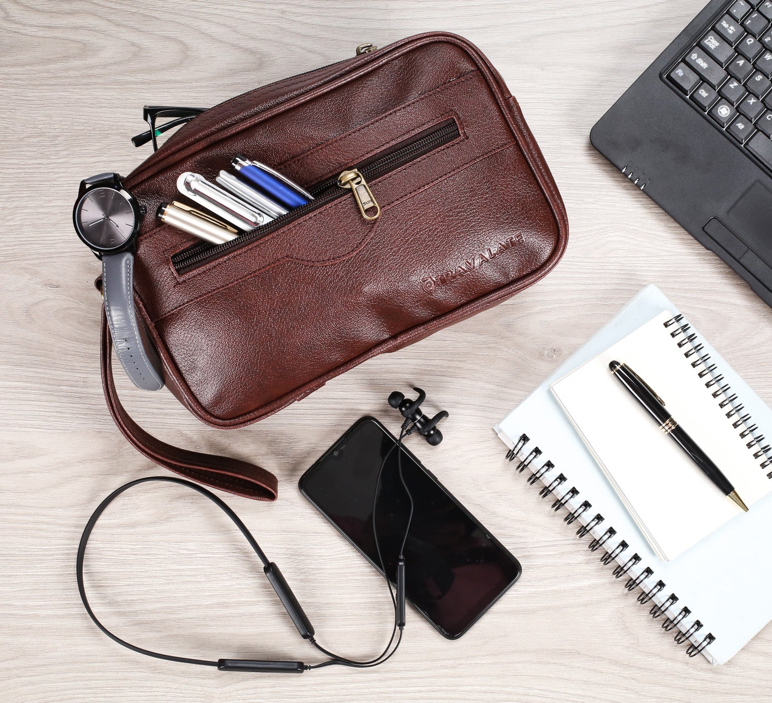 Multipurpose Leather Cash Bag | Brown