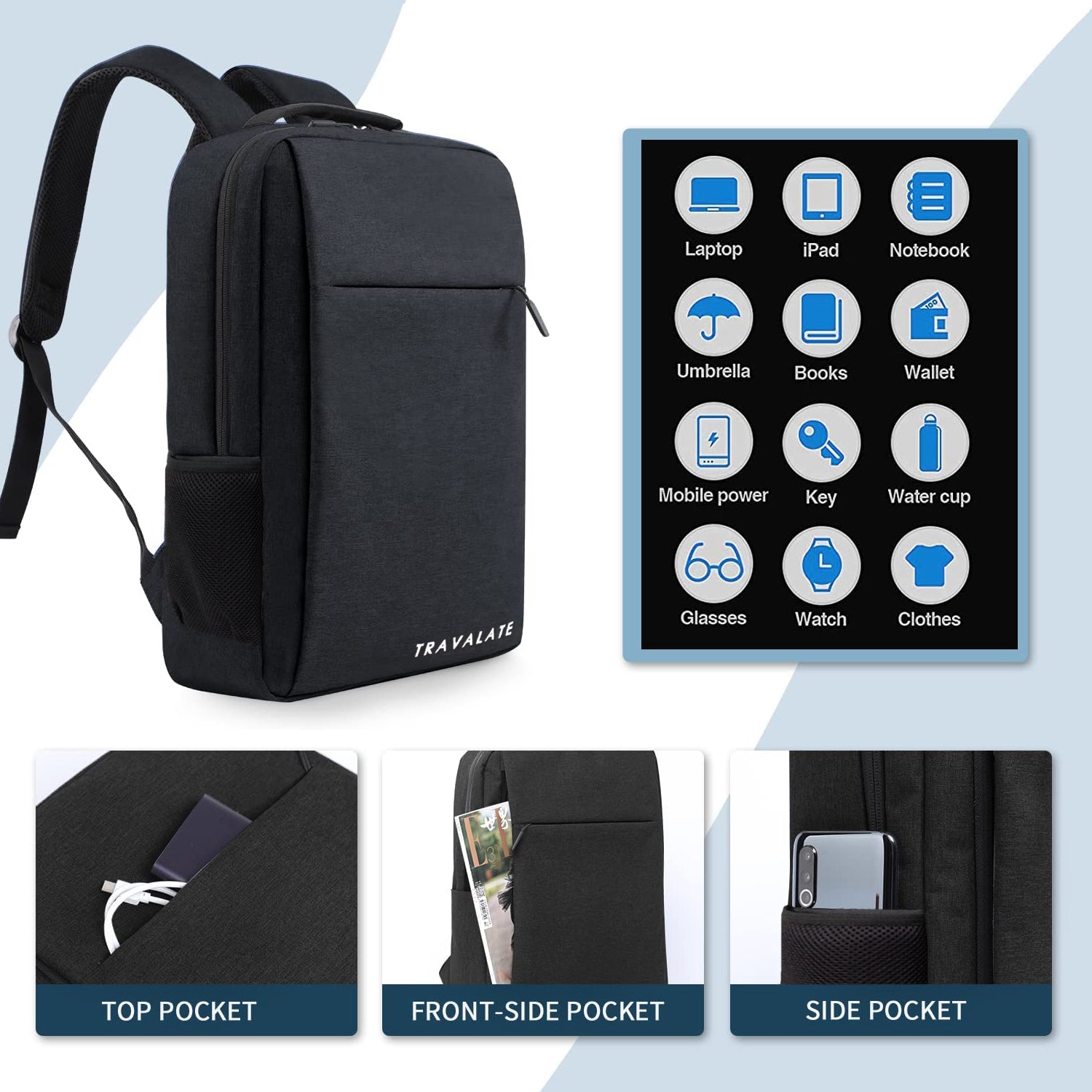 Laptop Backpack with Charging USB port | Black