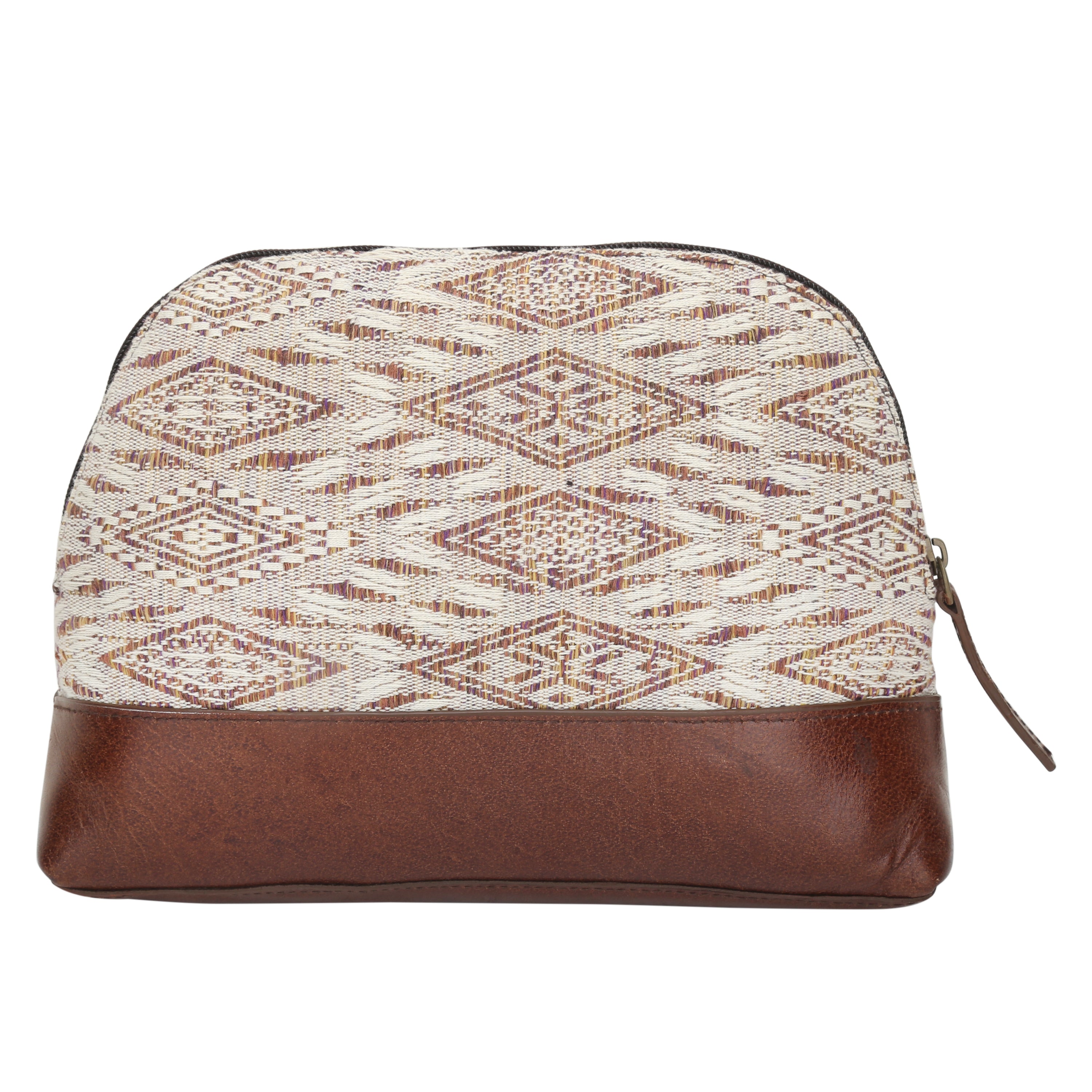 Woven Patterned Clutch | Brown and Cream