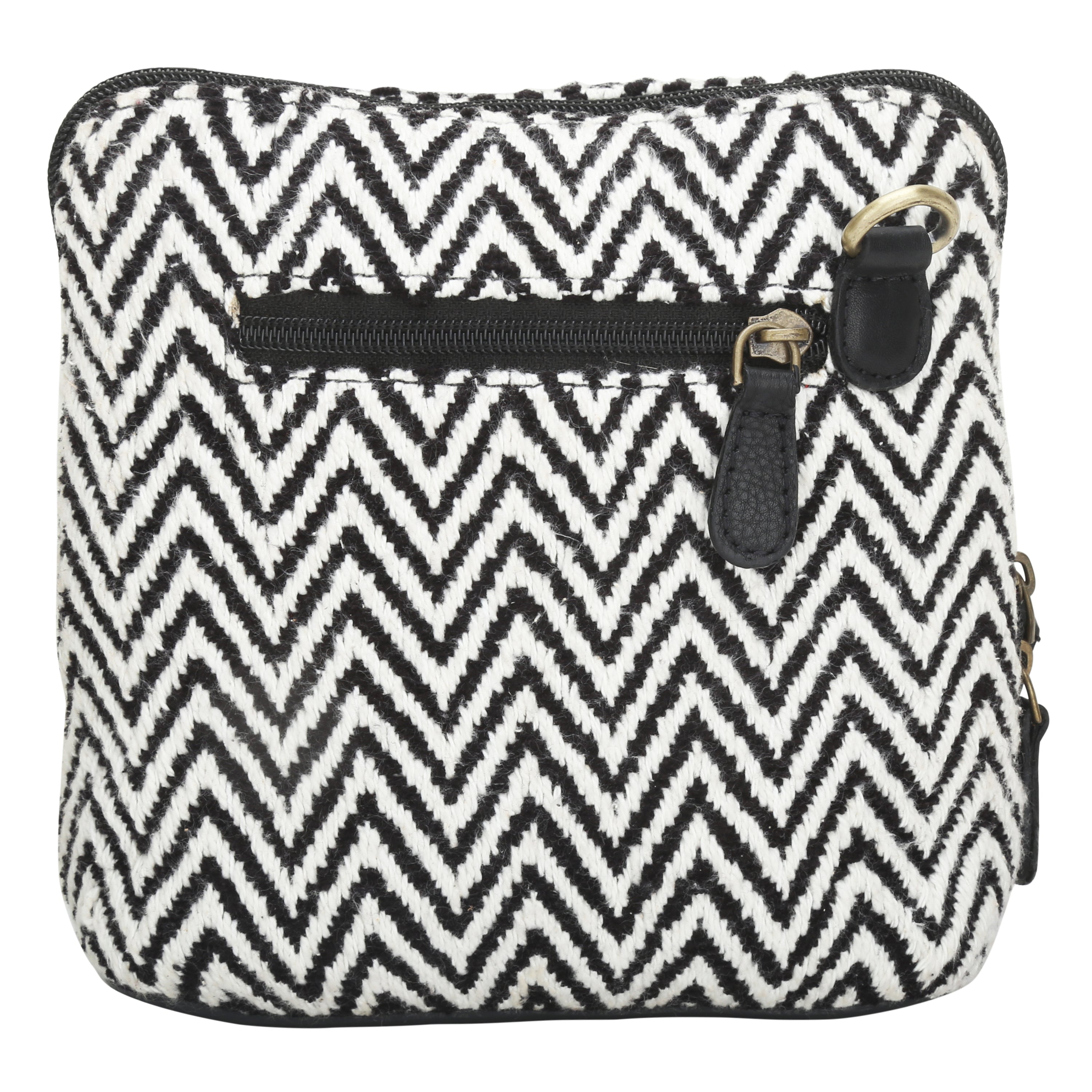 Woven Patterned Sling Bag | Black and White