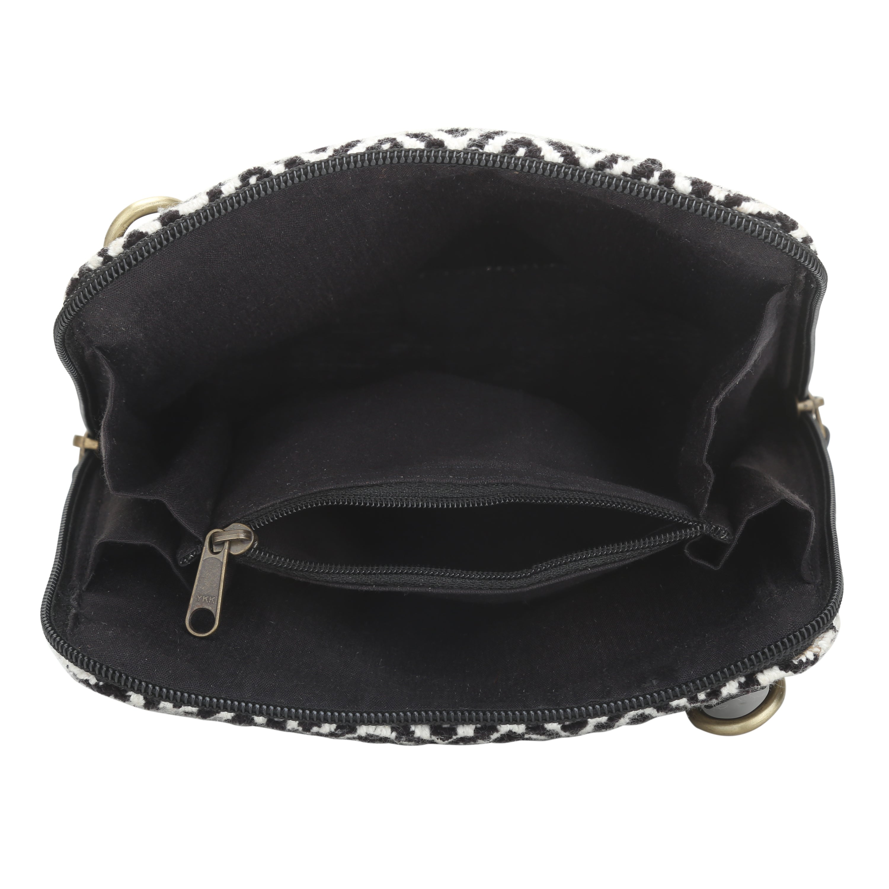 Woven Patterned Sling Bag | Black and White