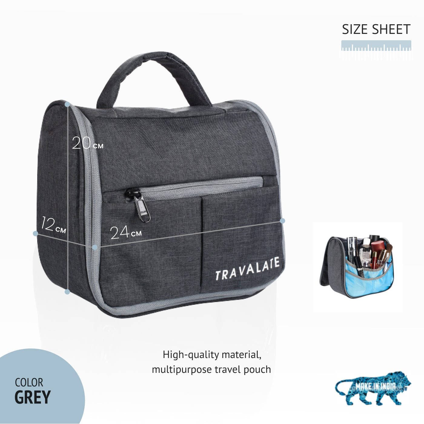 Trendy Multi Pocket Toiletry Bag | Grey