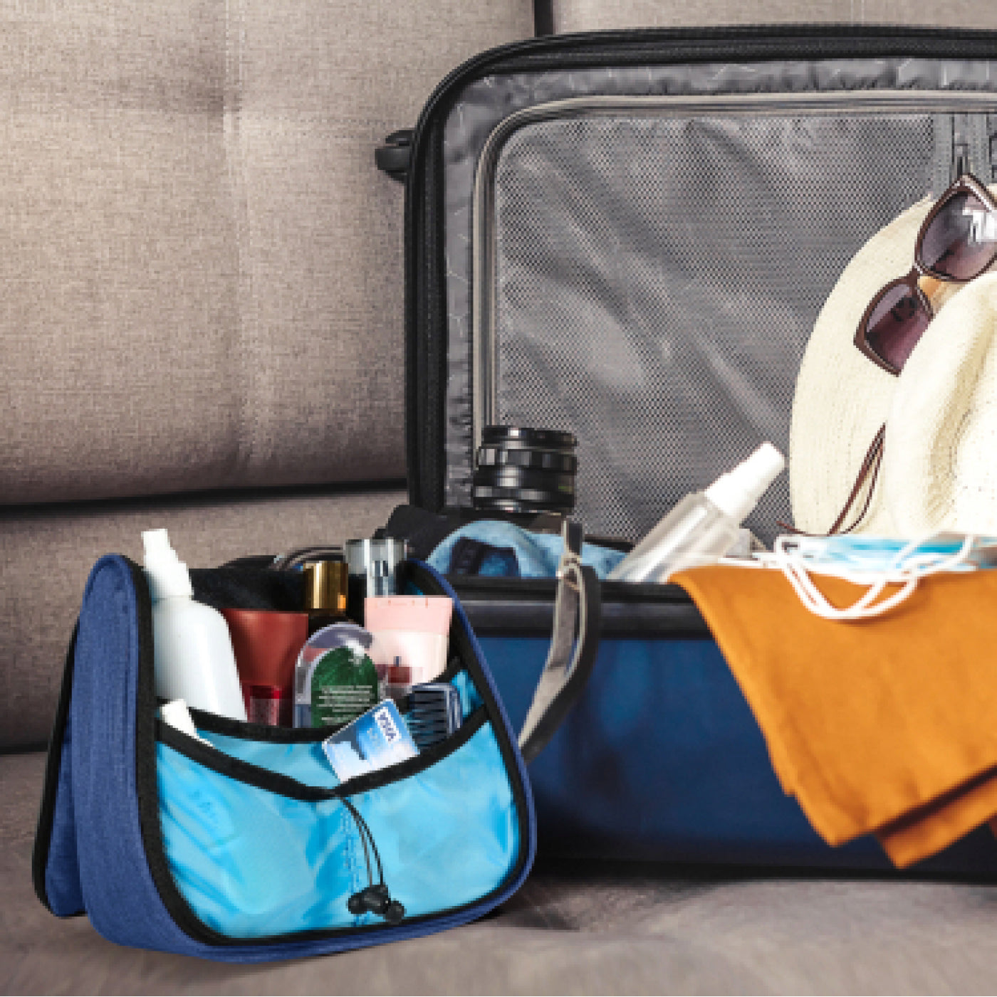 Trendy Multi Pocket Toiletry Bag | Blue