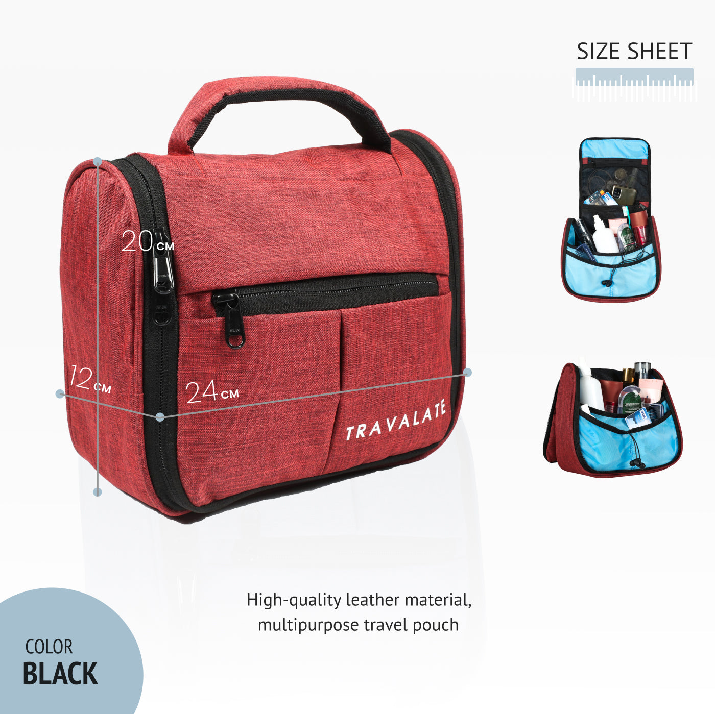 Trendy Multi Pocket Toiletry Bag | Red
