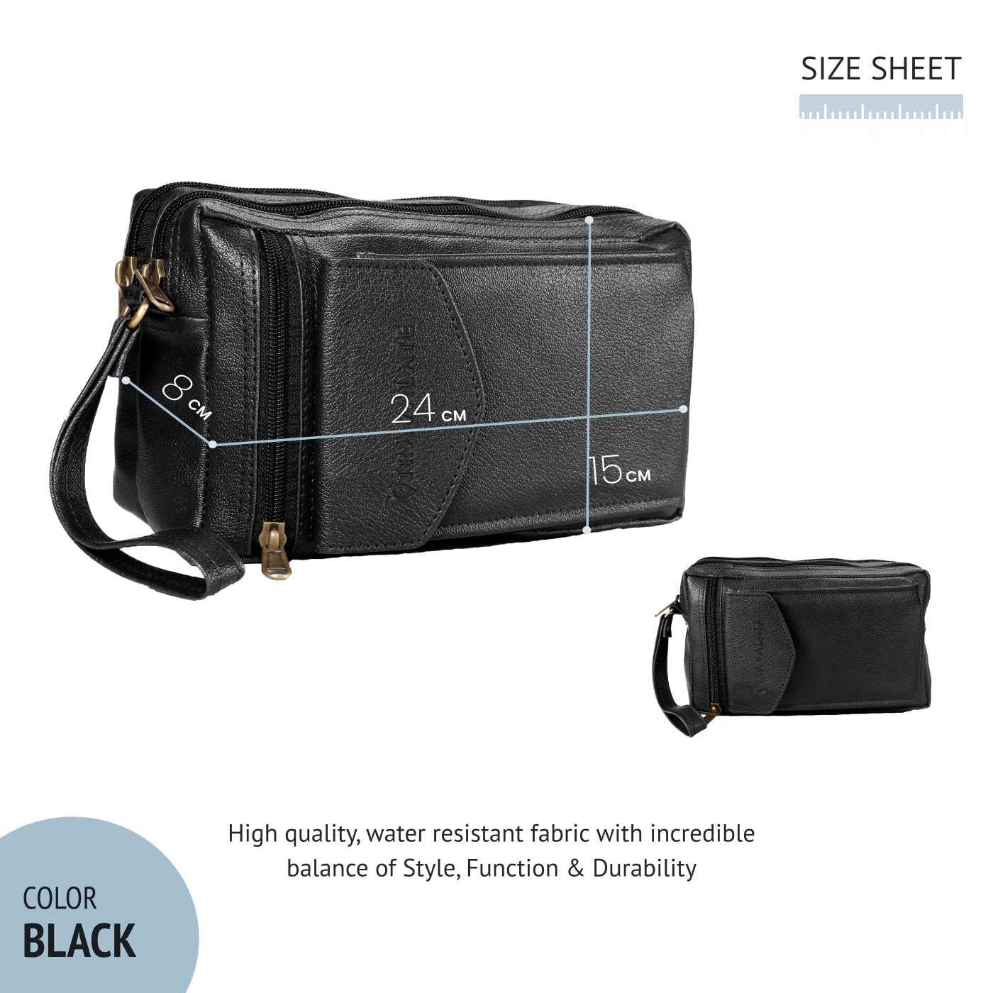 Multipurpose Men Handcuffs Leather Cash Bag | Black