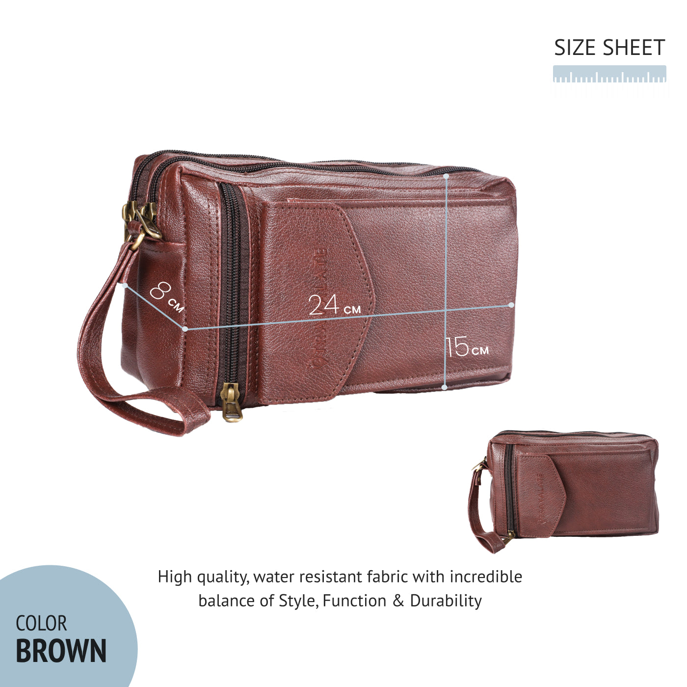 Multipurpose Men Handcuffs Leather Cash Bag | Brown