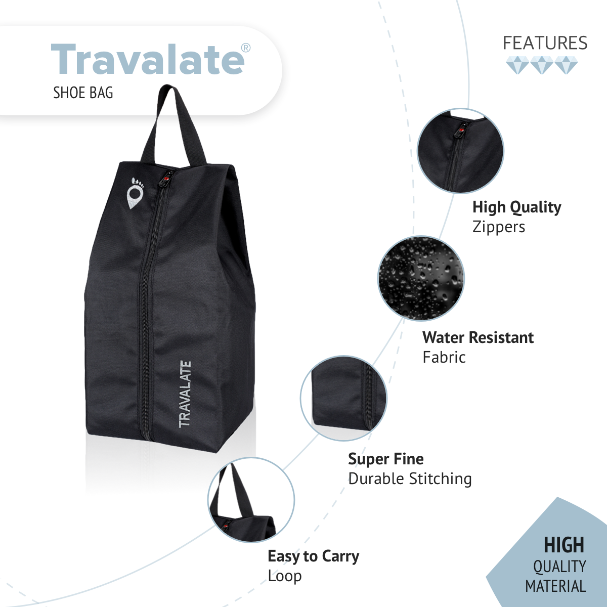 Foldable Shoe Organiser Bag | Black grey