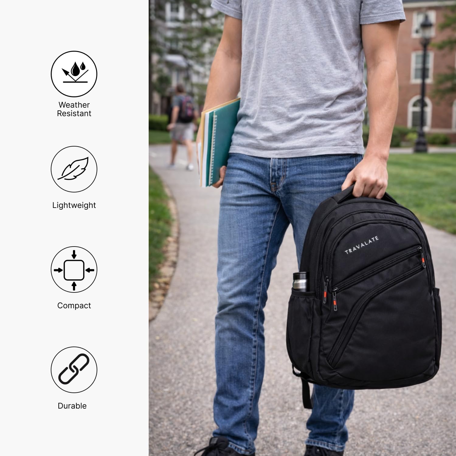 Laptop Backpack with Rain Cover | Black