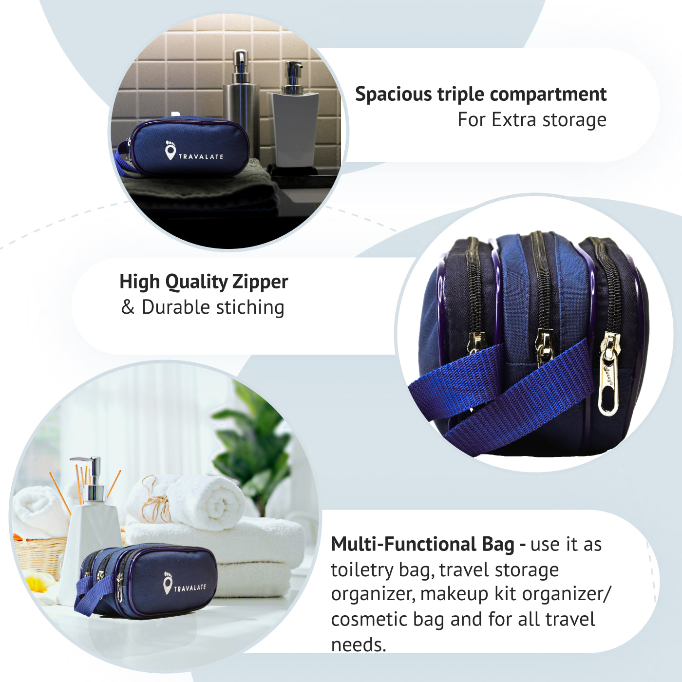 TripVault Toiletry Kit Bag | Blue