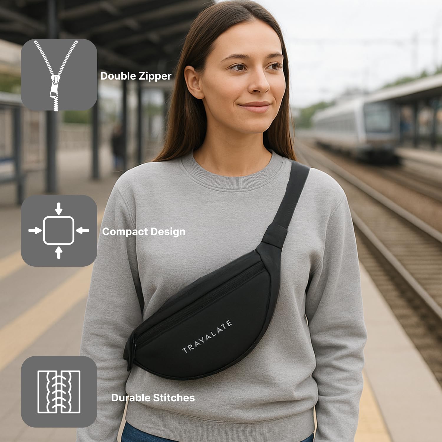 Sporty Waist Bag | Black