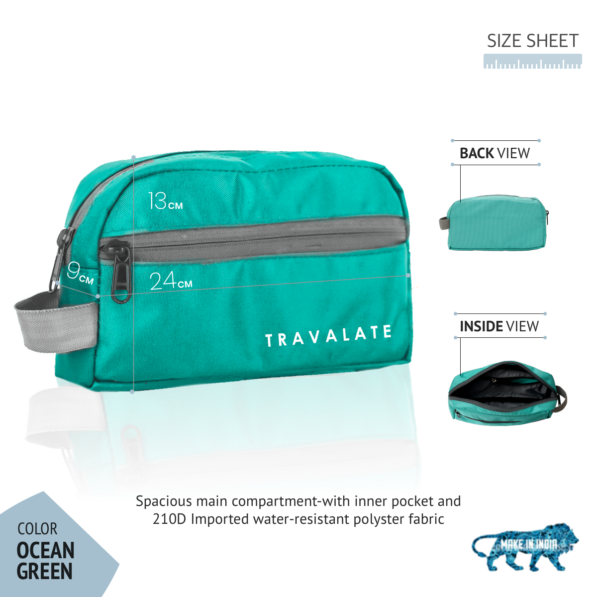 Single Part Toiletry Kit | Ocean Green