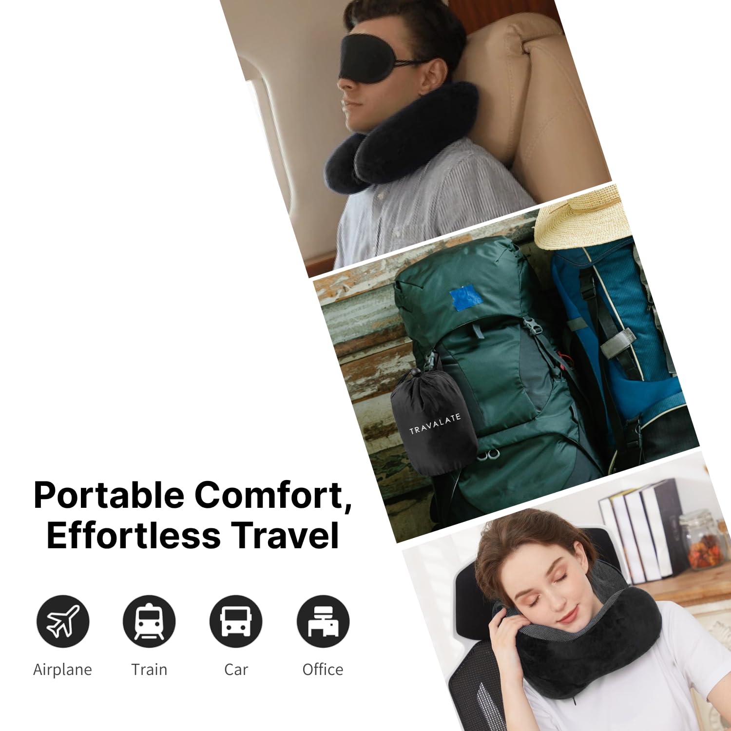 Square Neck Pillow and Eye Mask Combo