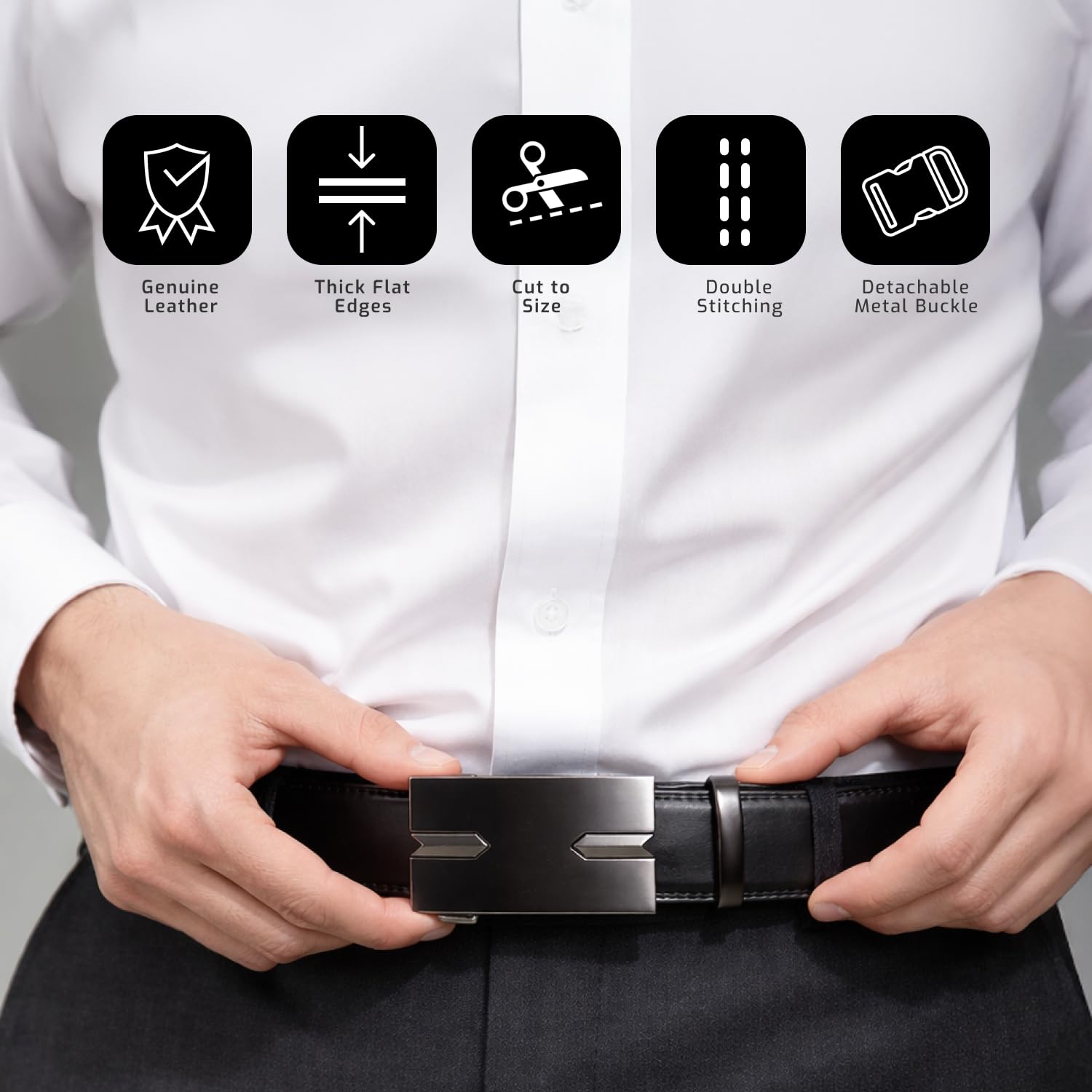 Genuine Leather Ratchet Buckle Belt