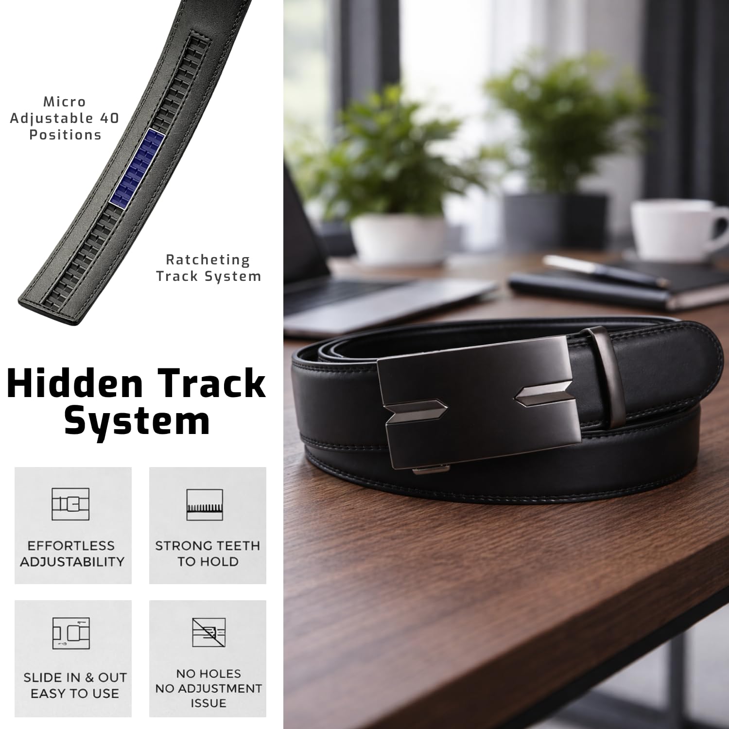 Genuine Leather Ratchet Buckle Belt