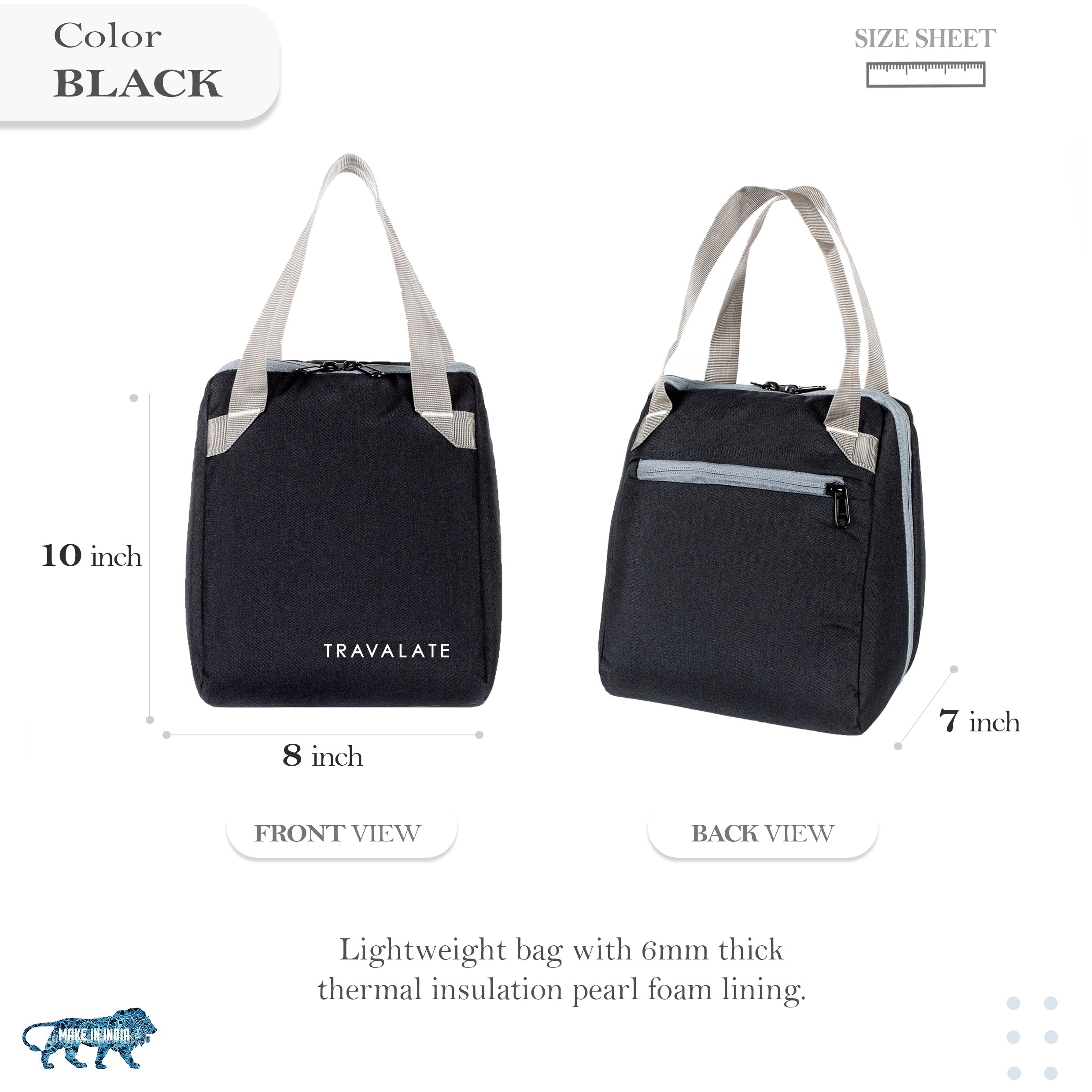 Thermally Insulated Lunch Bag | Black