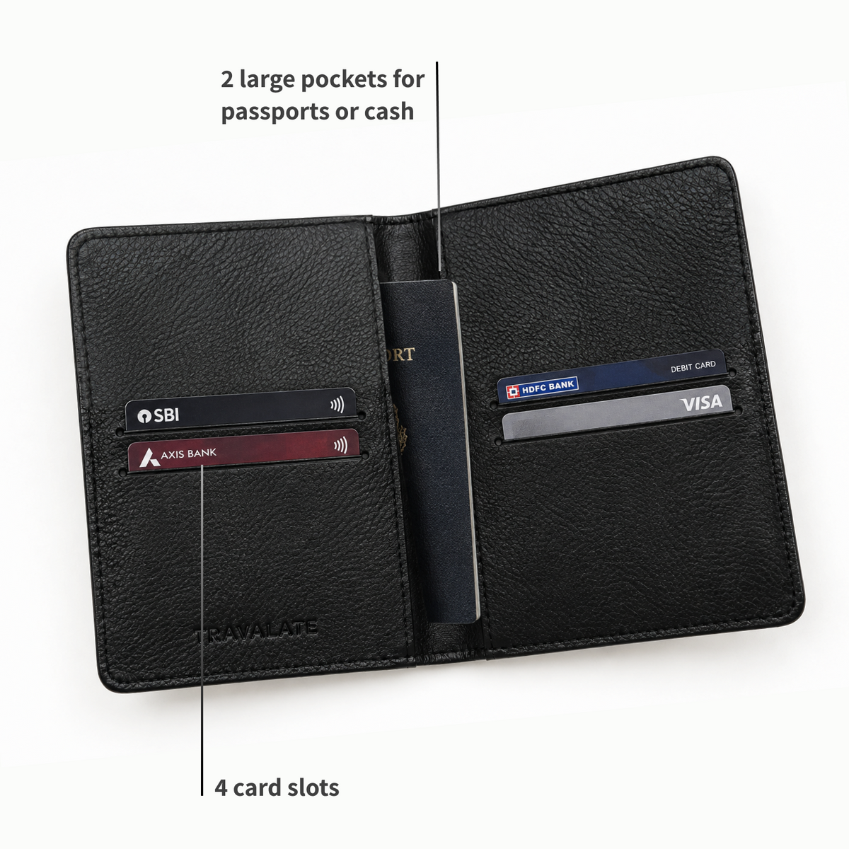 TRAVALATE Leather Passport Holder
