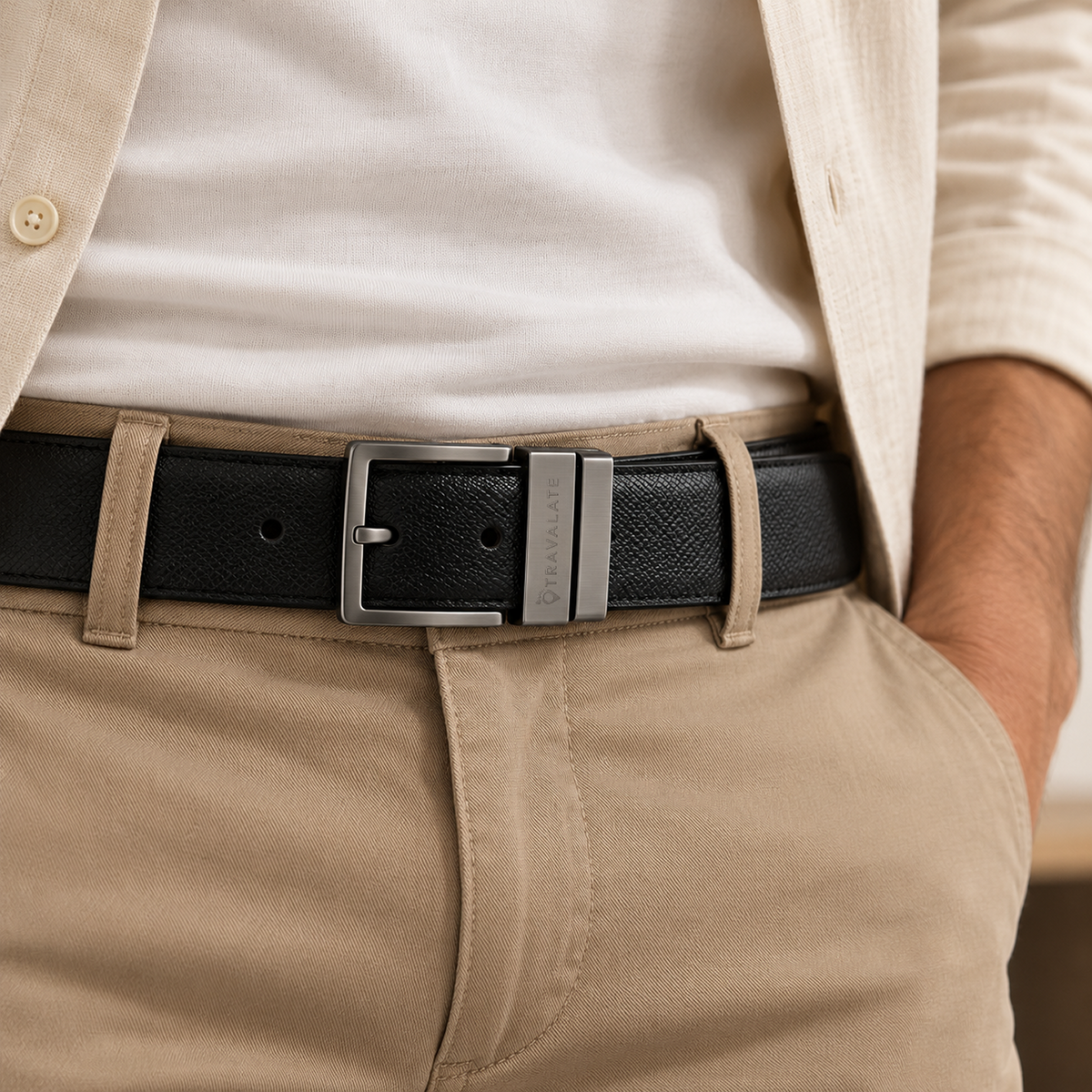 2-in-1 Textured Leather Belt