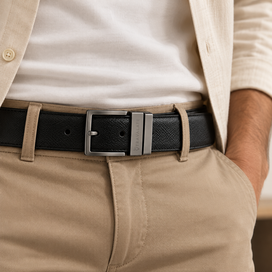 2-in-1 Textured Leather Belt