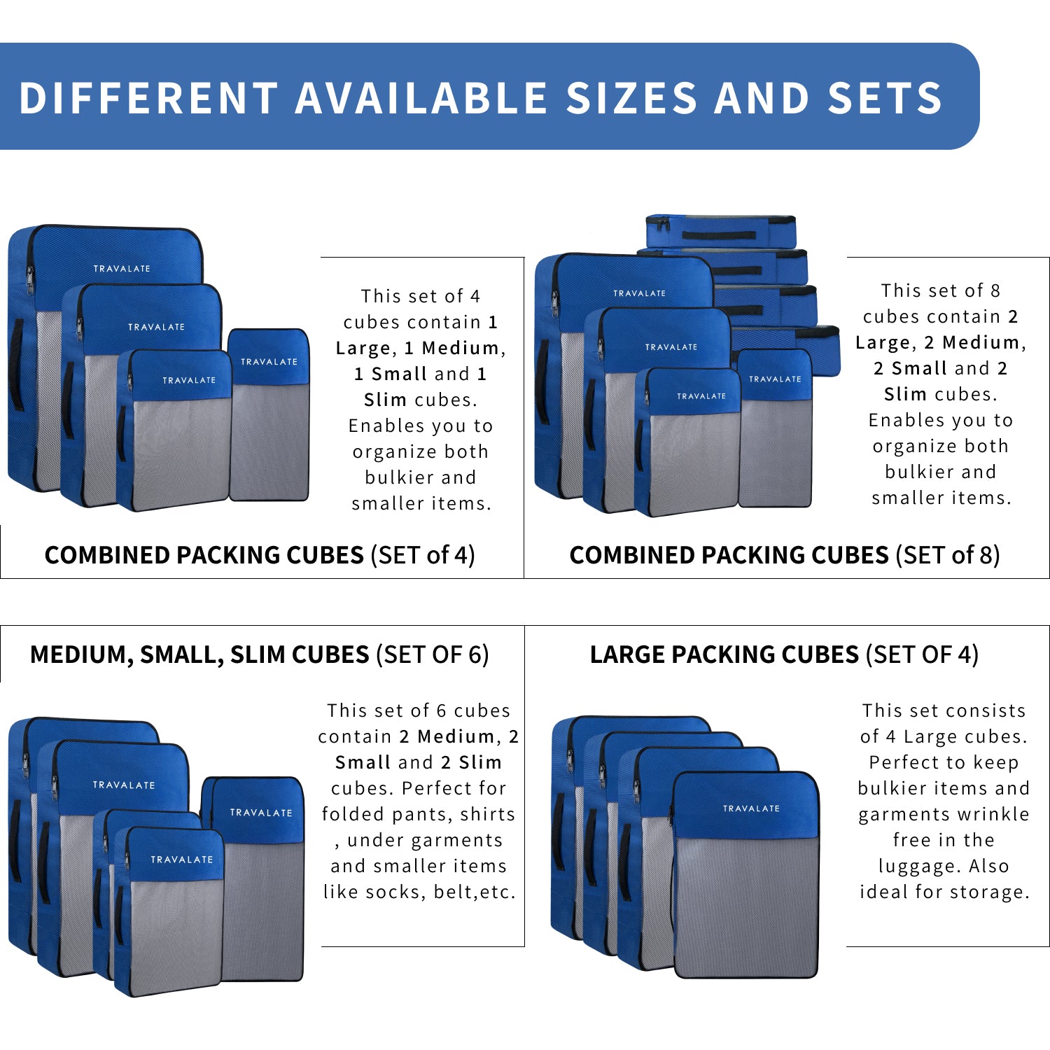 Packing Cubes | Set of 8 Blue
