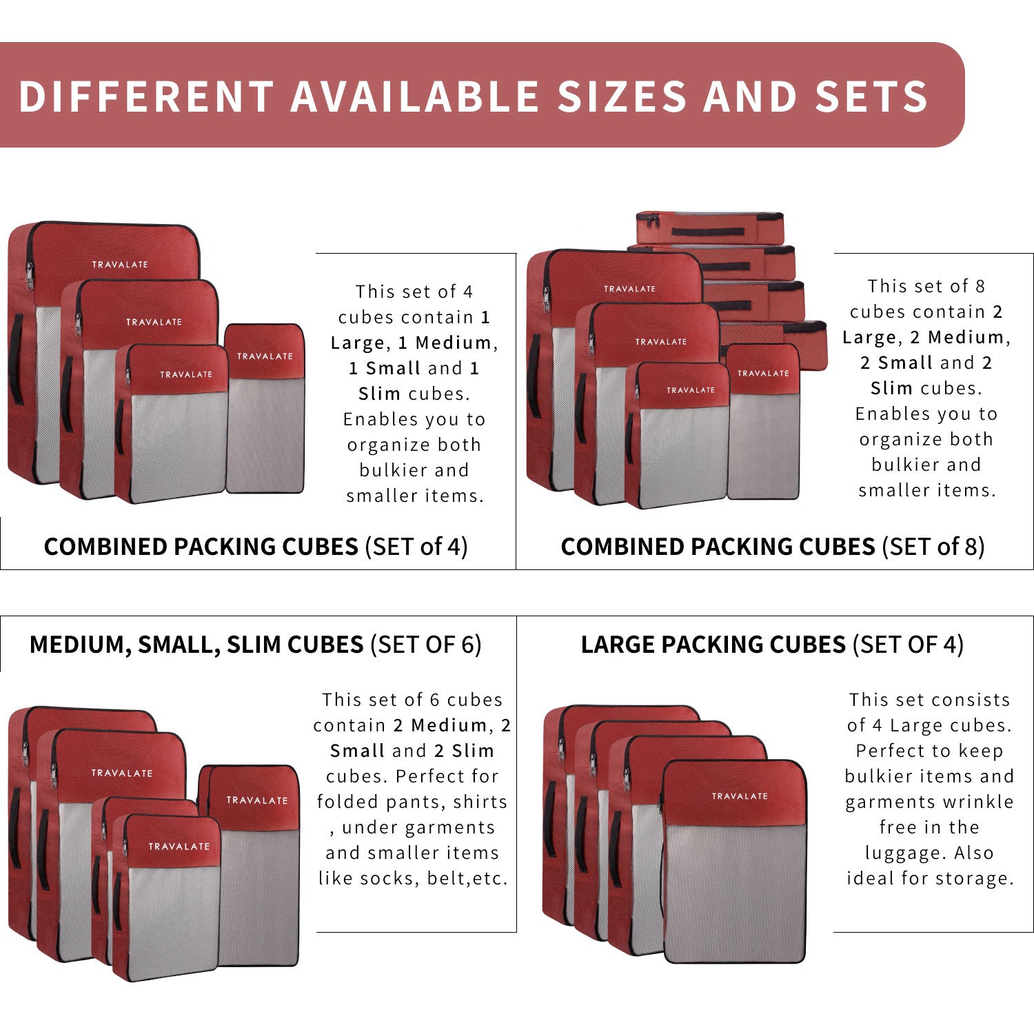 Packing Cubes | Set of 8 Red