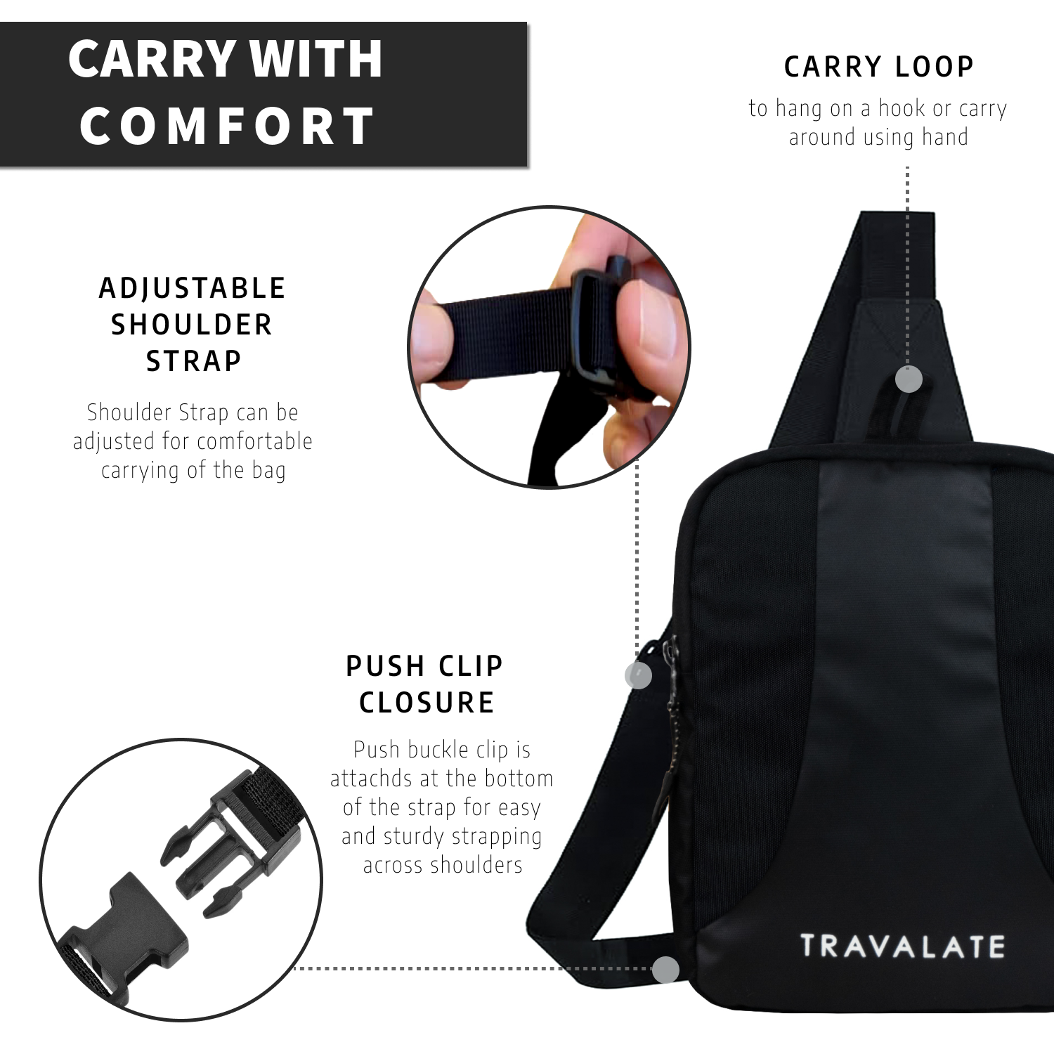 Travel Crossbody Bag | Black