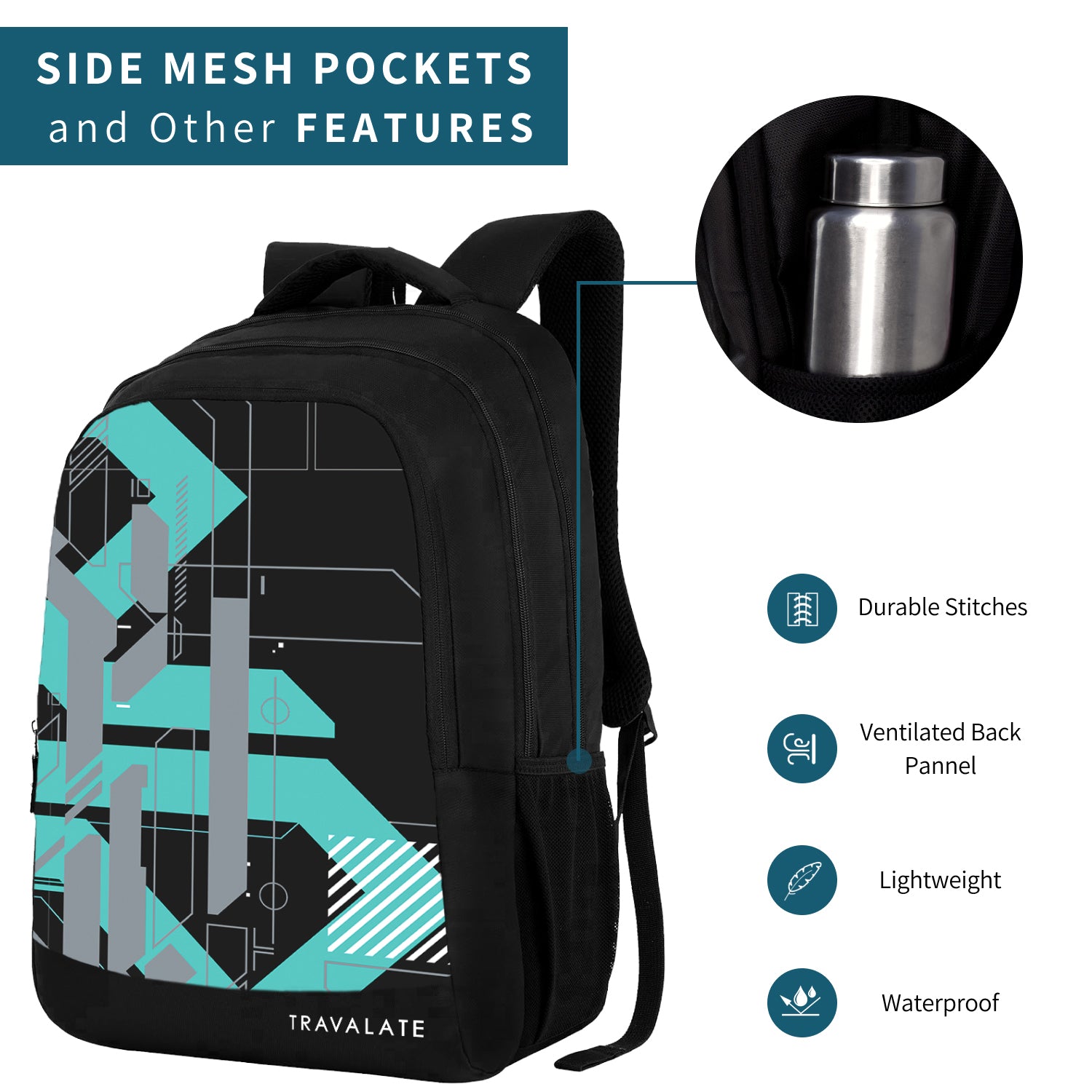 Printed Laptop Backpack | Blue