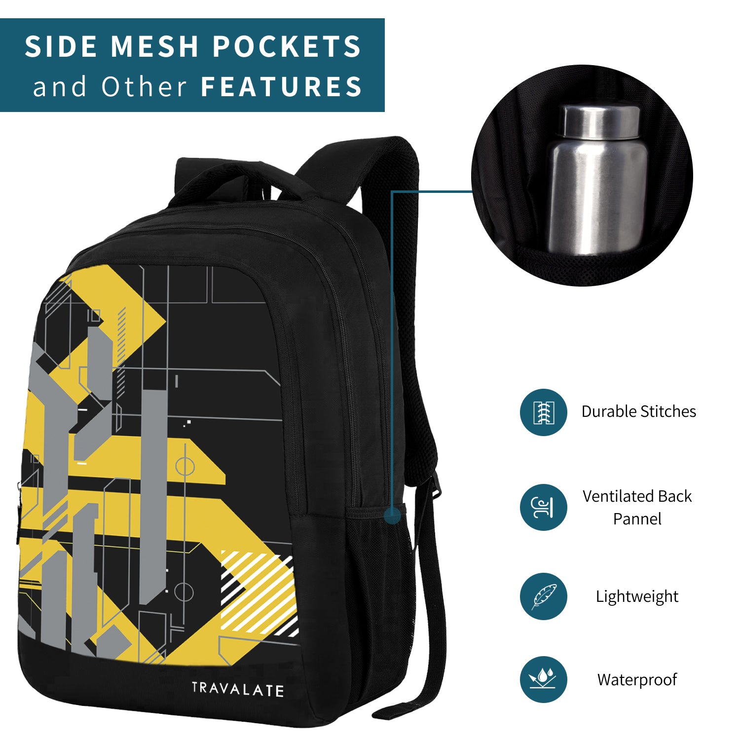 Printed Laptop Backpack | Yellow
