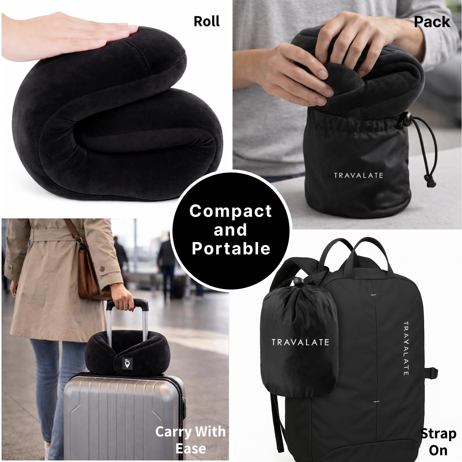 TRAVALATE Round Shape Neck Pillow and Eye Mask Combo