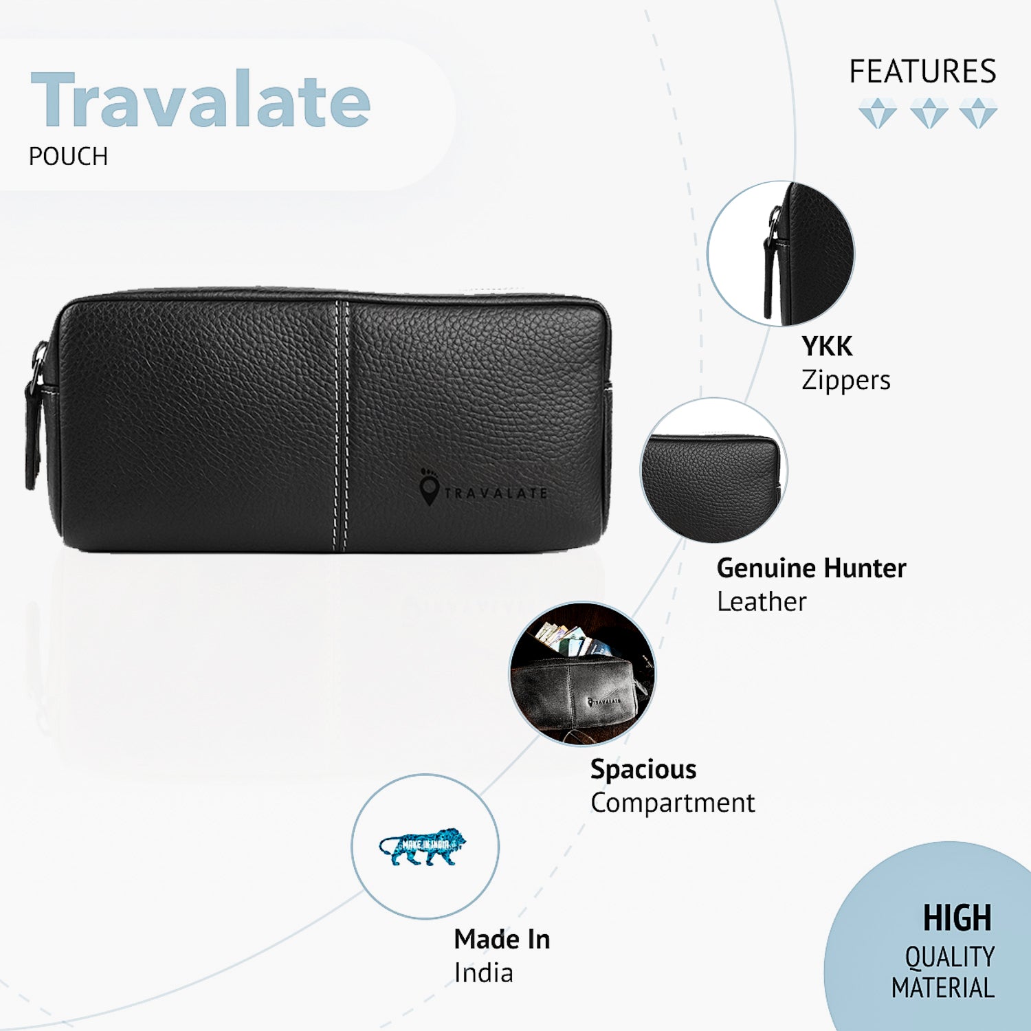 Genuine Leather Dopp Kit | Black